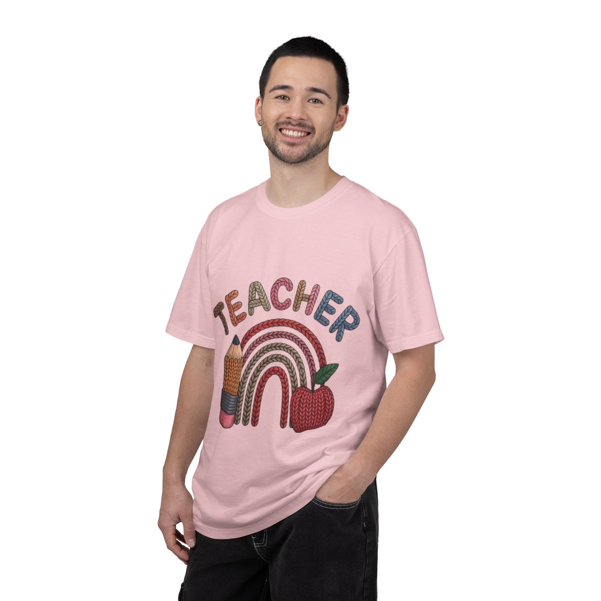 Teacher Rainbow Pencil & Apple T-Shirt — Back-to-School Gift for Educators