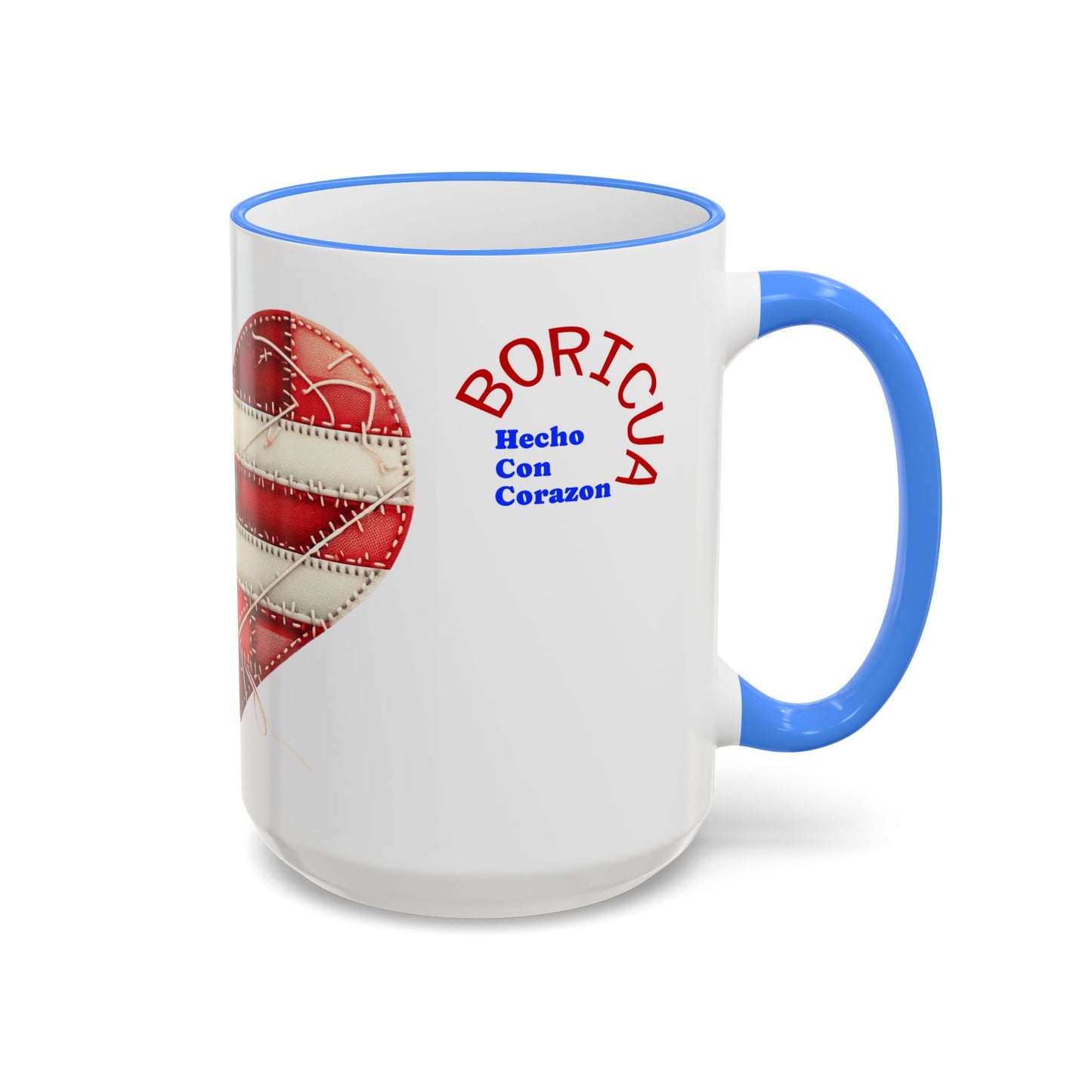 Puerto Rico Flag Heart Accent Rim Mug — Patriotic Coffee Cup (11oz/15oz)