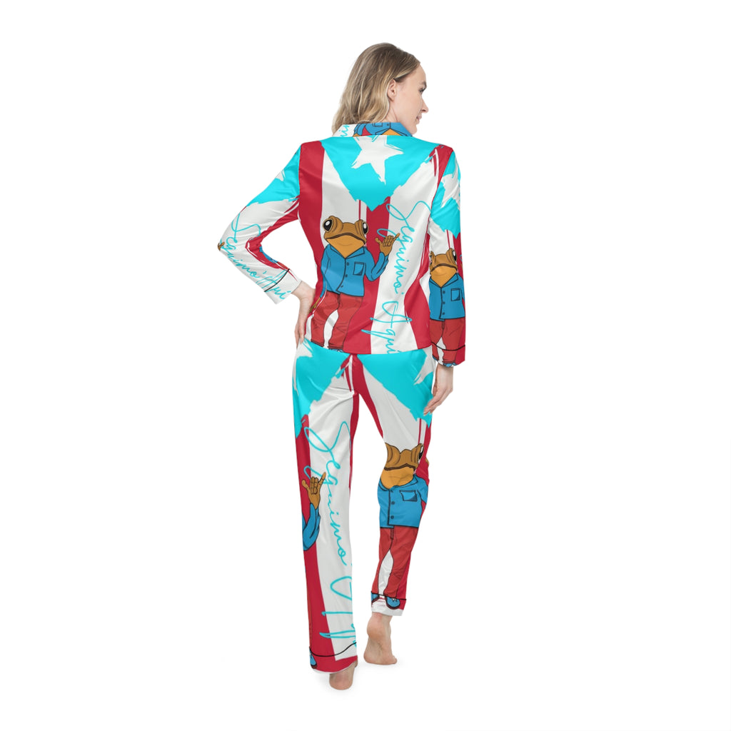 Seguimos Aqui Satin Women's Pajamas  Christmas Puerto Rico pajamas
