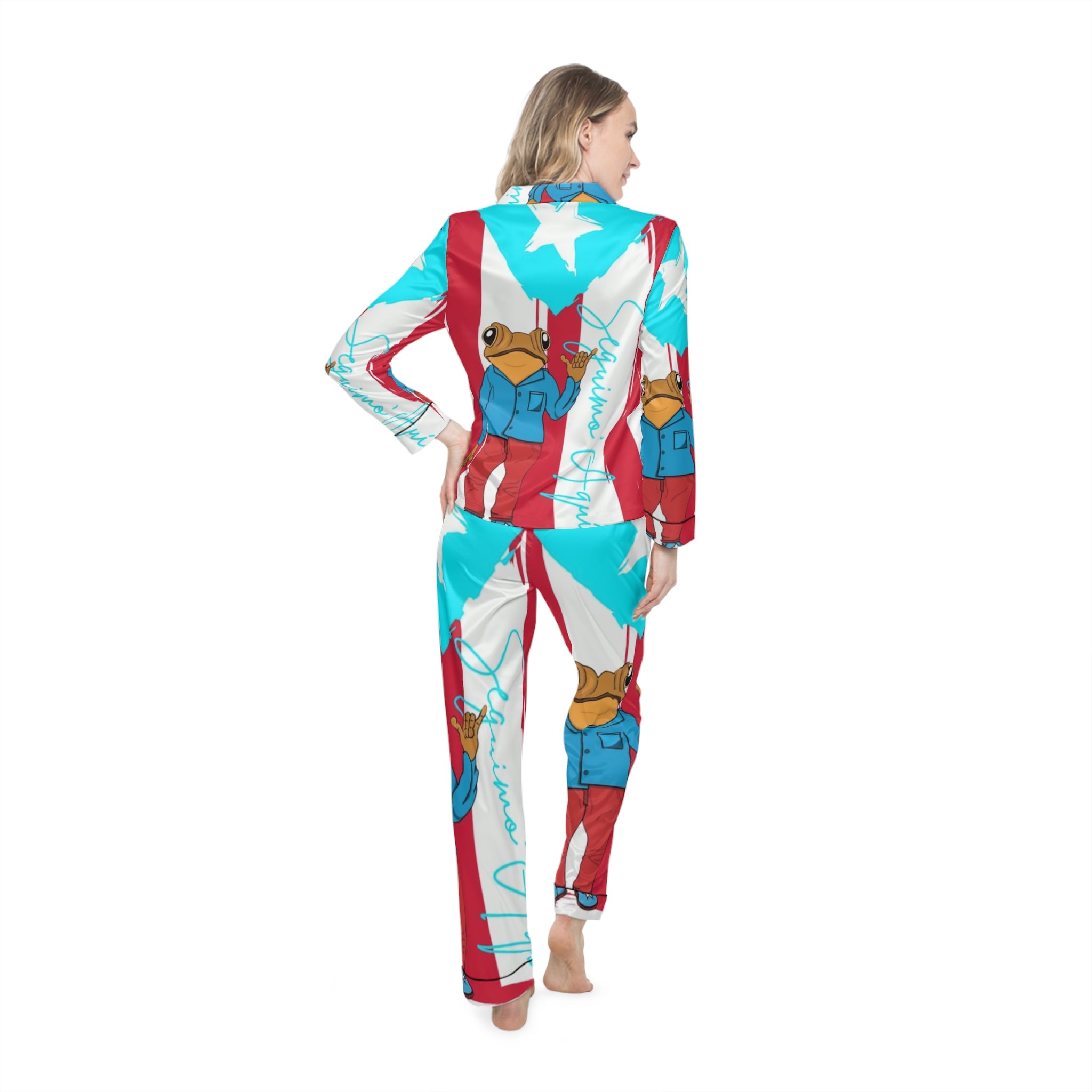 Seguimos Aqui Satin Women's Pajamas  Christmas Puerto Rico pajamas