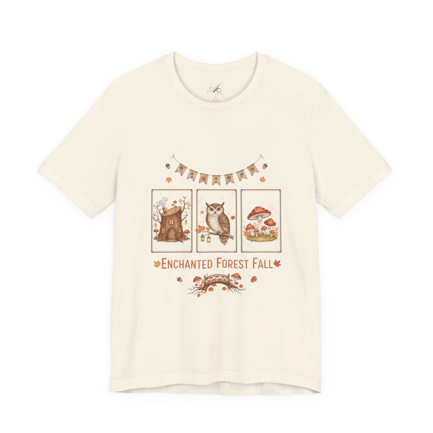 Enchanted Forest Fall Tee, Cute Owl Shirt, Autumn Graphic Tee, Nature Lover Gift, Cozy Fall Apparel, Wildlife T-Shirt, Unisex Fall Top