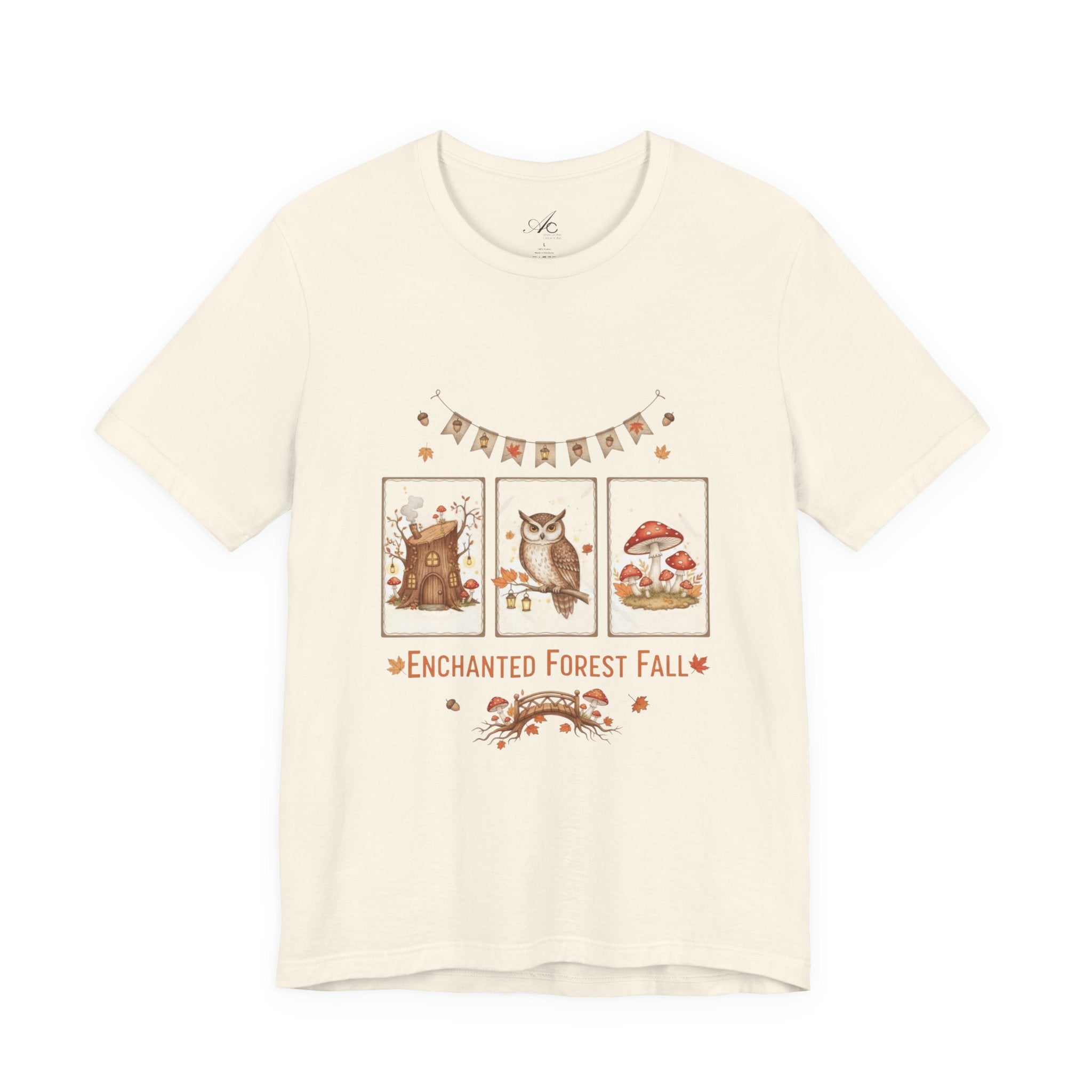 Enchanted Forest Fall Tee, Cute Owl Shirt, Autumn Graphic Tee, Nature Lover Gift, Cozy Fall Apparel, Wildlife T-Shirt, Unisex Fall Top