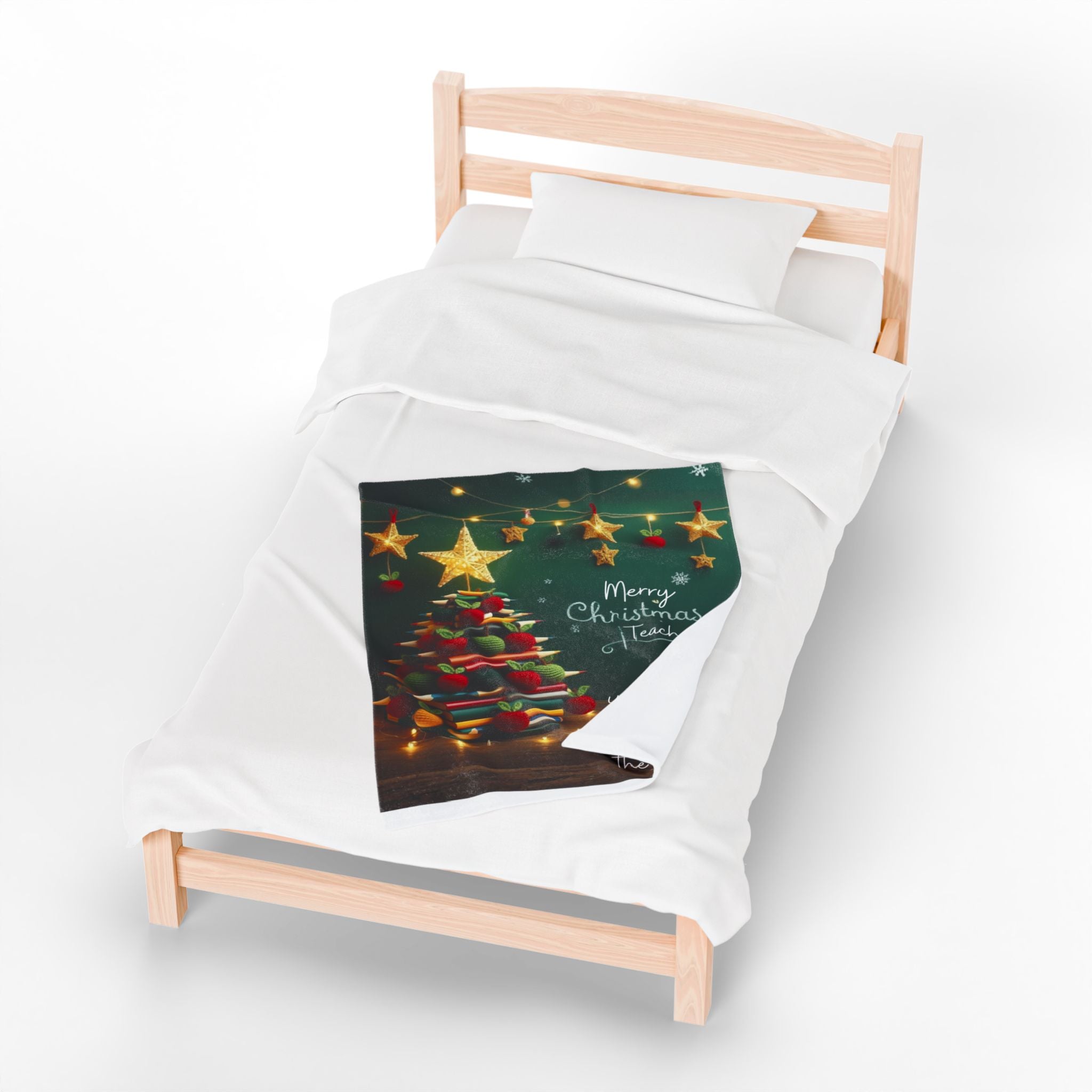 Merry Christmas Teacher Velveteen Blanket "You plant seeds that bloom long after the season ends"