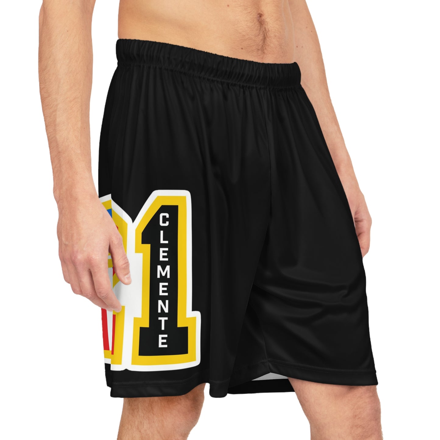 Roberto Clemente Numbered Basketball Shorts  Custom Clemente 21 AOP Athletic Shorts