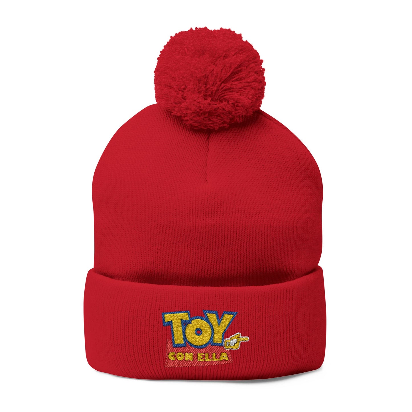 Toy Story Embroidered Pom-Pom Knit Cap Humor Cuffed Beanie – Warm, Soft & Sassy Winter Hat