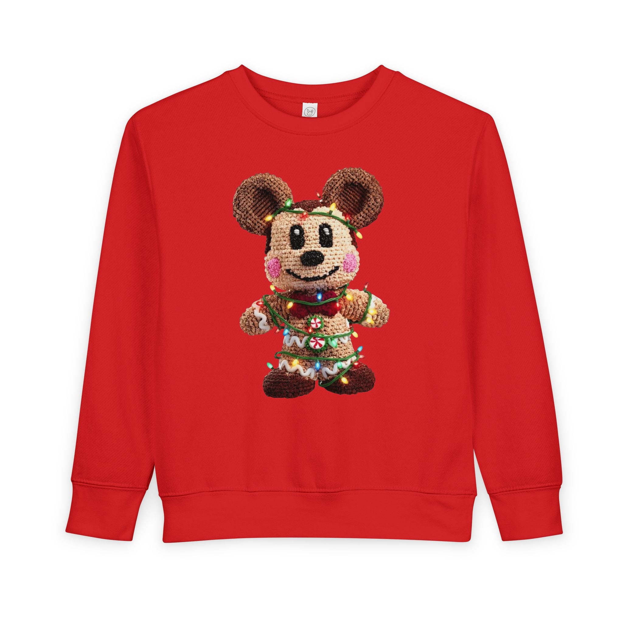 Holiday Plush Bear Toddler Sweatshirt  Festive Lights & Wreath Design