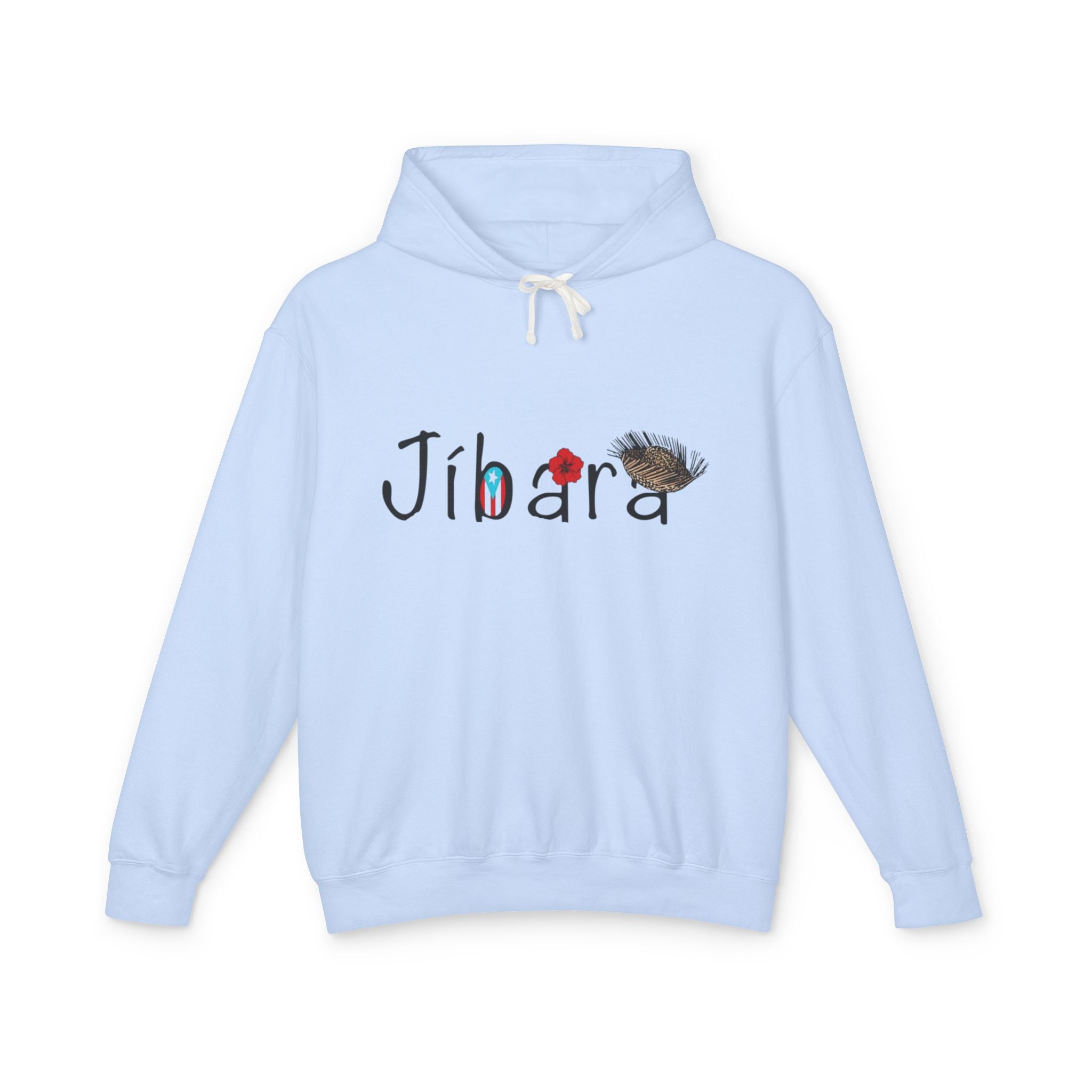 Jíbara Hoodie — Puerto Rican Heart Flag Lightweight Hooded Sweatshirt