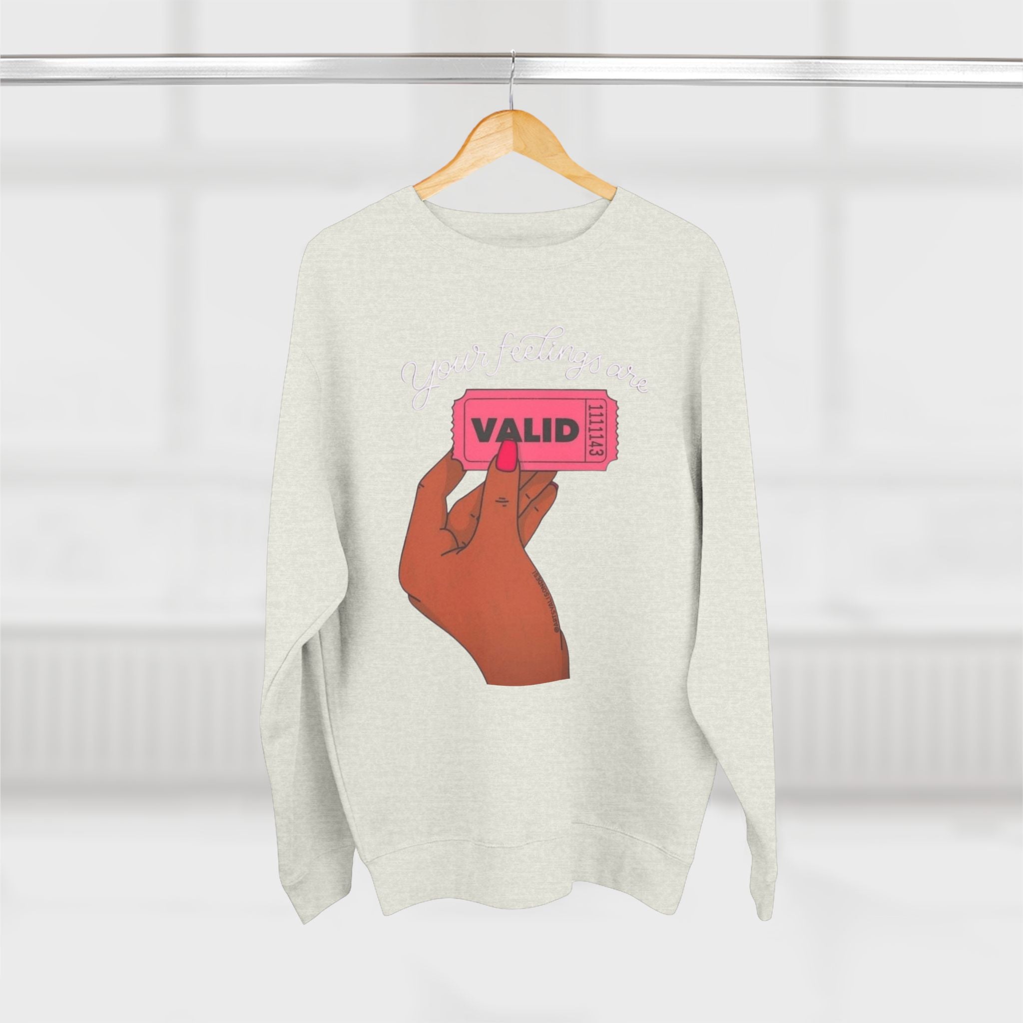 Valid Ticket Crewneck Sweatshirt  Empowerment Graphic Pullover Valentine’s Day sweaters