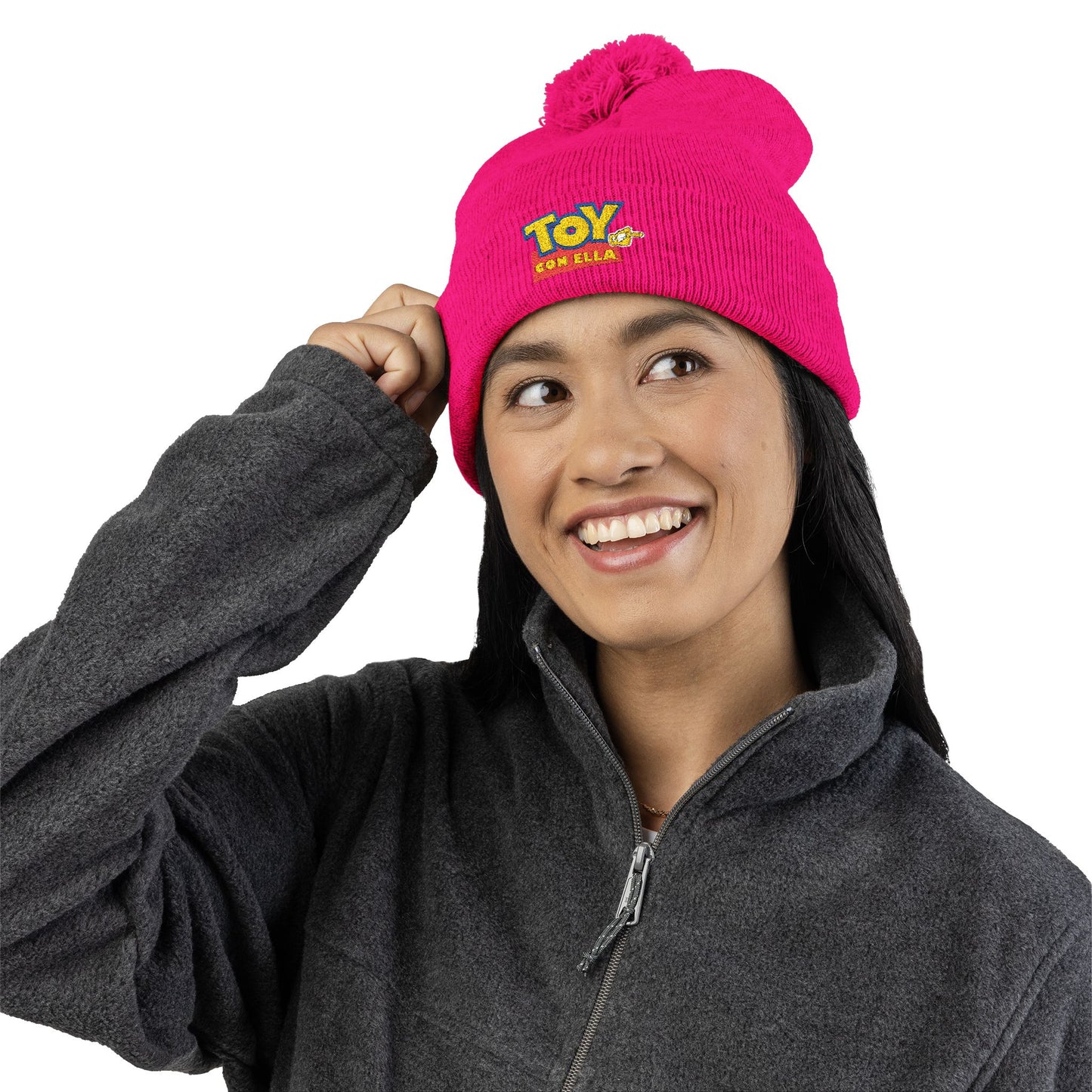 Toy Story Embroidered Pom-Pom Knit Cap Humor Cuffed Beanie – Warm, Soft & Sassy Winter Hat