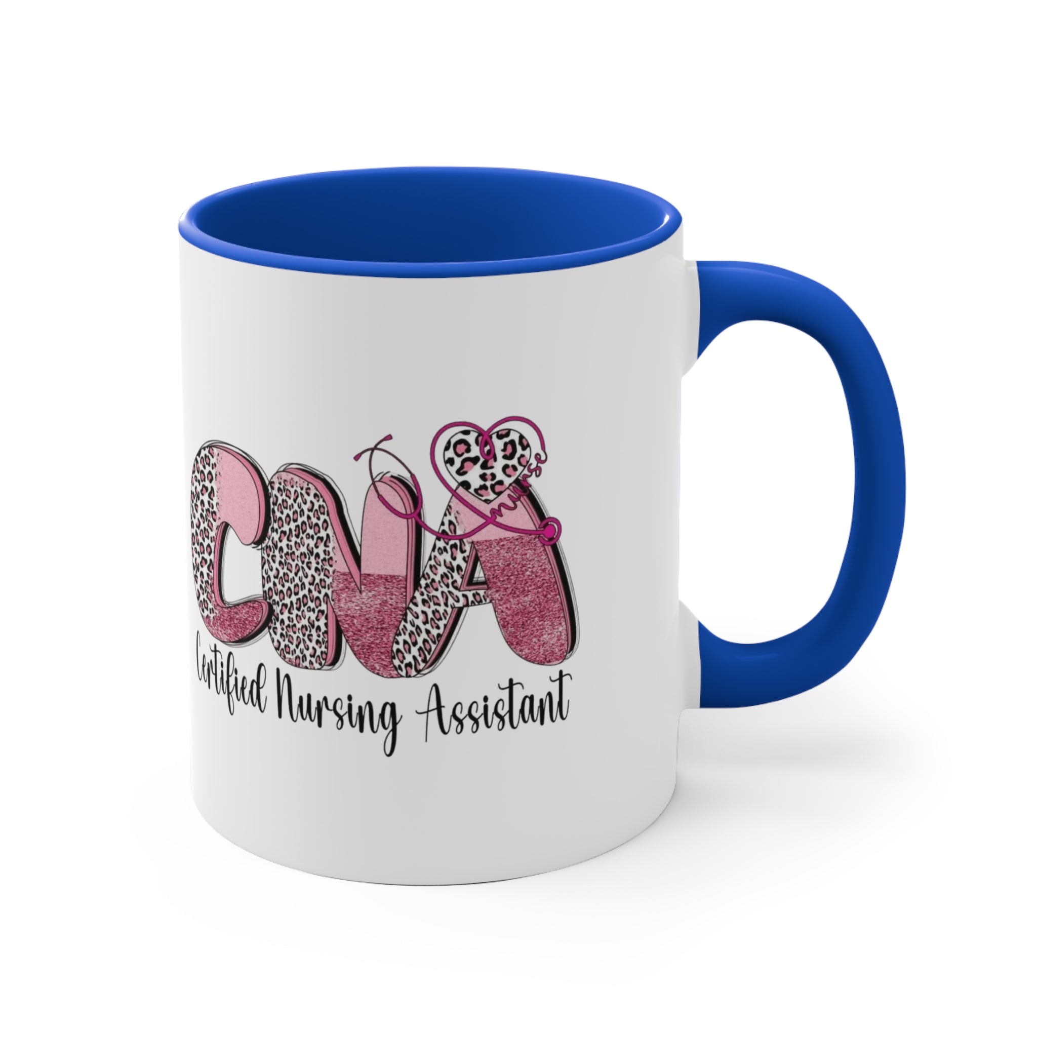 Certified Nursing Assistant (CNA) Pink Leopard Accent Mug — 11oz Gift for Nurses, Nursing Assistants Medical Christmas Mug