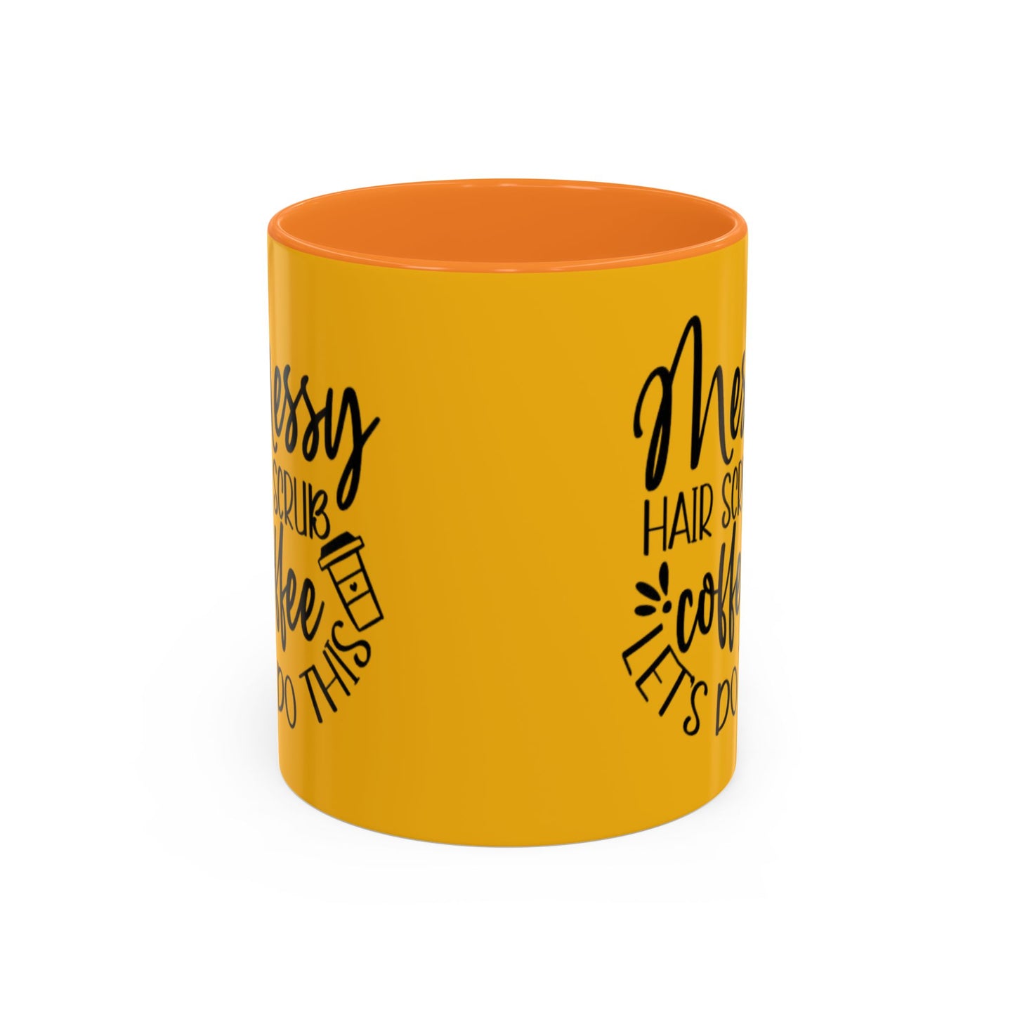 Holiday Coffee Cups with Festive Quotes & Designs Messy Hair Coffee Mug - Fun Yellow Ceramic Cup for Coffee Lovers