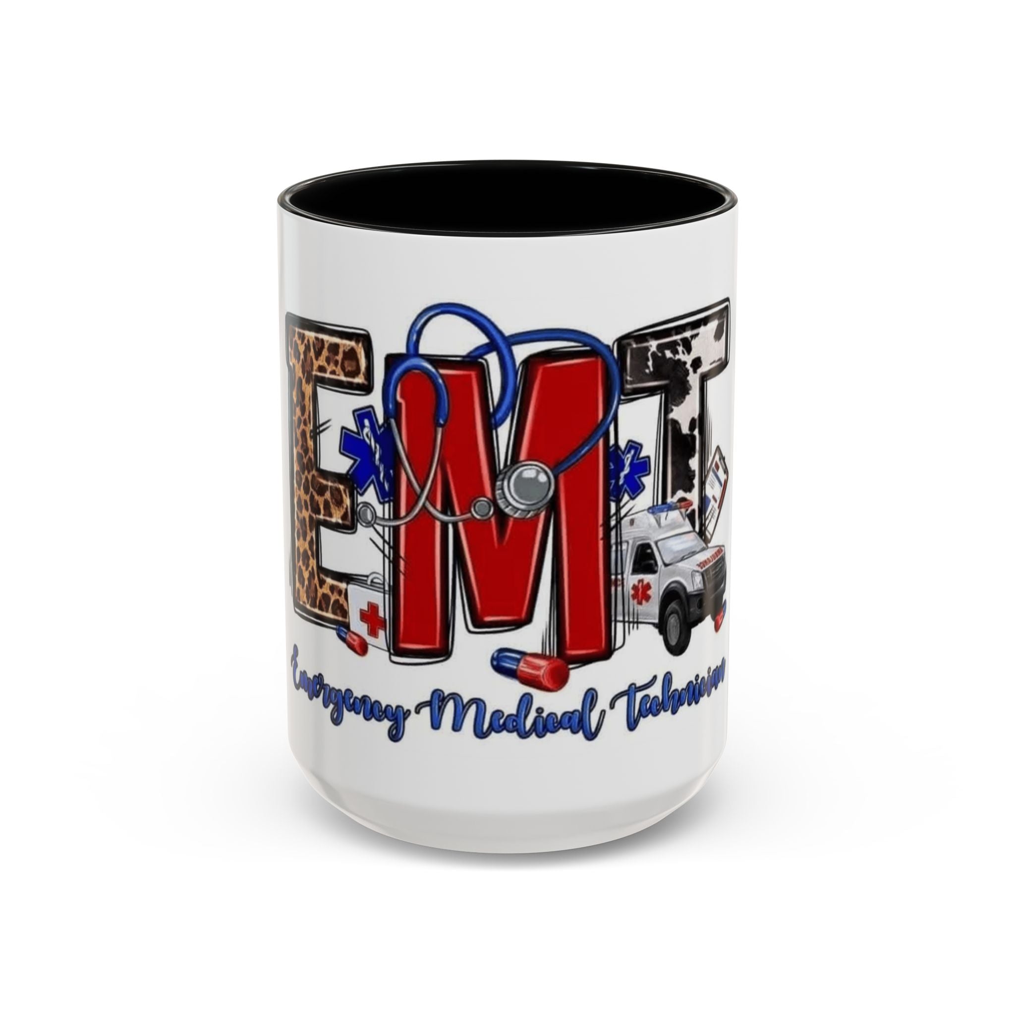 EMT Coffee Mug — Emergency Medical Technician Ambulance Stethoscope Design (11/15oz) Medical Christmas Mug