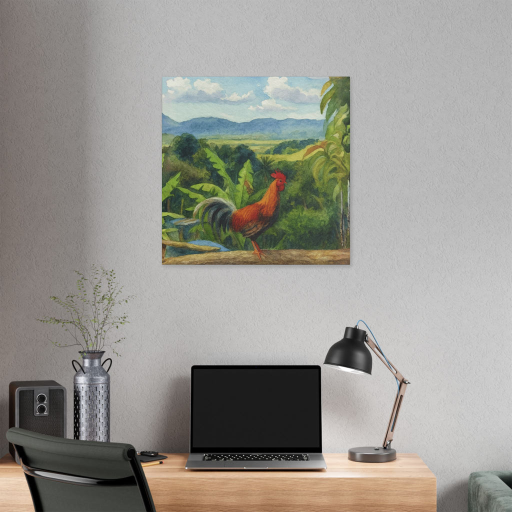 These Puerto Rico inspired Rooster Morning Landscape Canvas