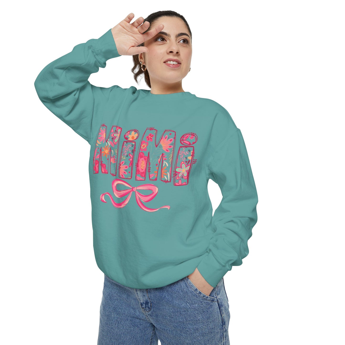 Mama Floral Sweatshirt  Pink Floral 'MAMA' Design with Bow