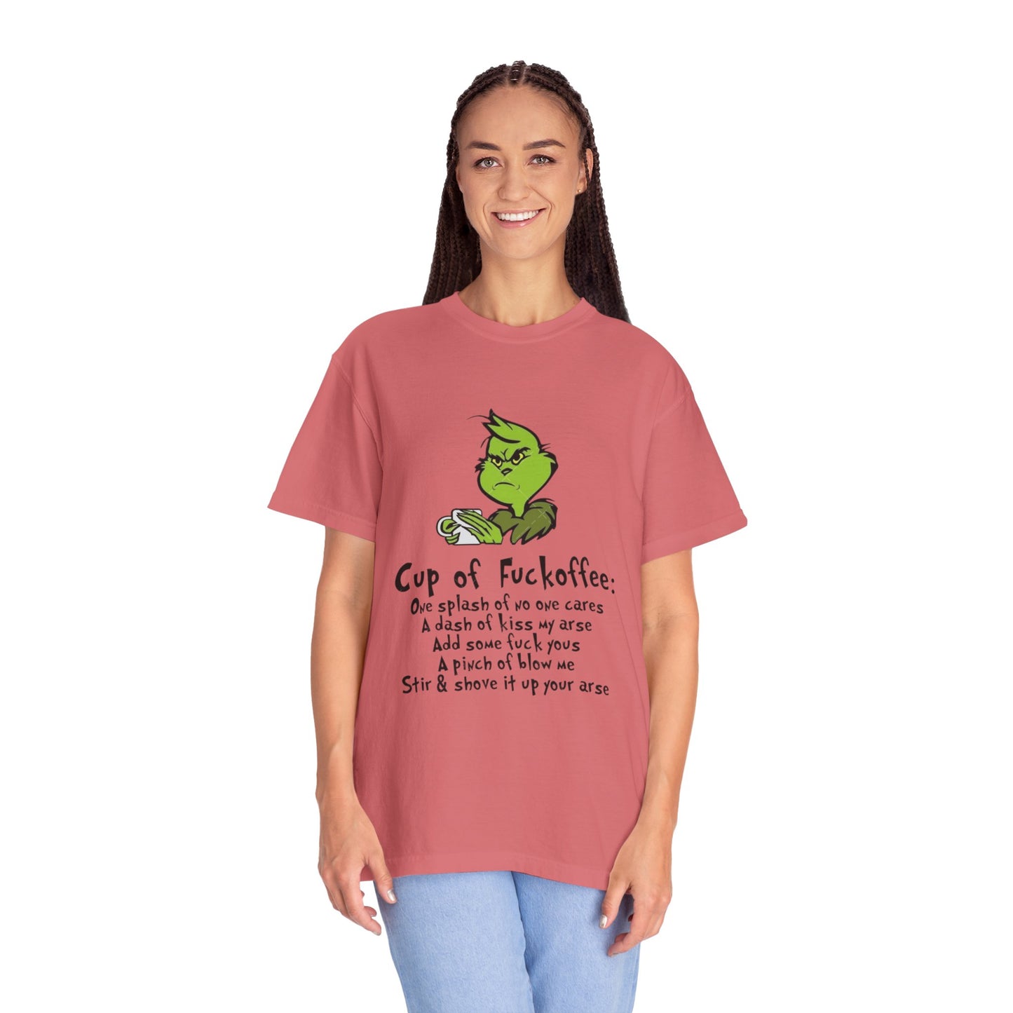 Holiday Graphic Tees  Cozy Festive Wear Funny Grinch-Inspired Unisex T-Shirt Cup of Fuckoffee