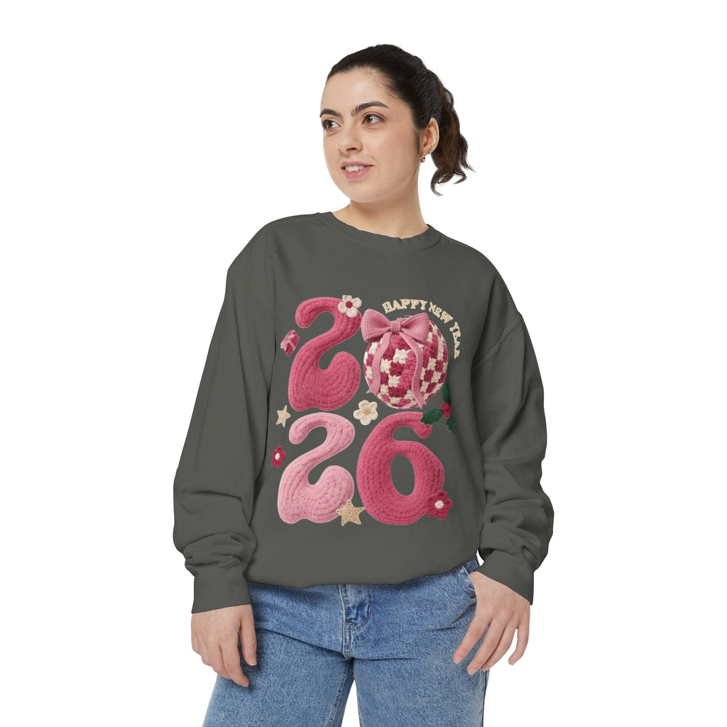 Happy New Year 2026 Sweater  Pink Festive Graphic Sweatshirt