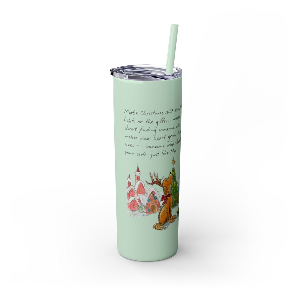 Grinch Christmas Skinny Tumbler with Straw — Dr. Seuss Holiday Quote Design, 20oz Christmas Mugs Collection