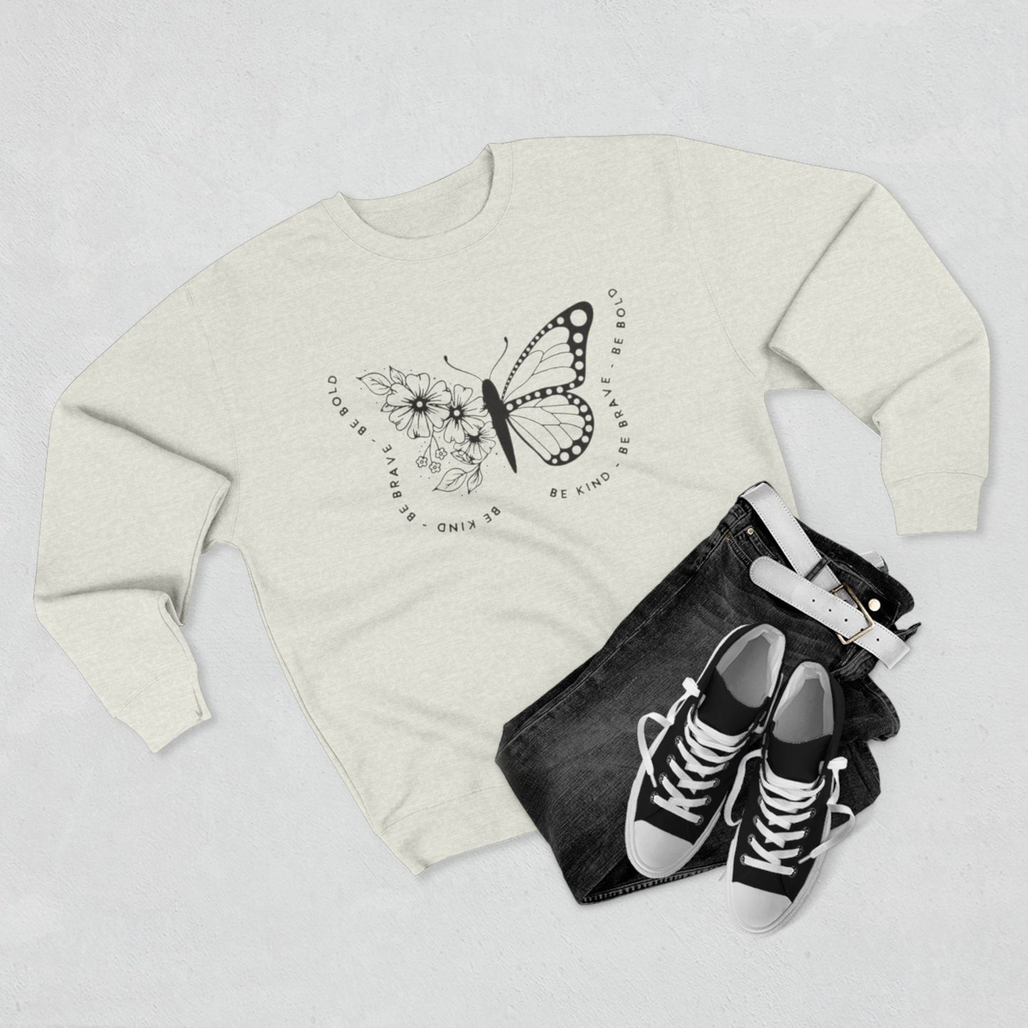 Butterfly Floral Crewneck Sweatshirt  "Broken Is Beautiful" Inspirational Sweatshirt