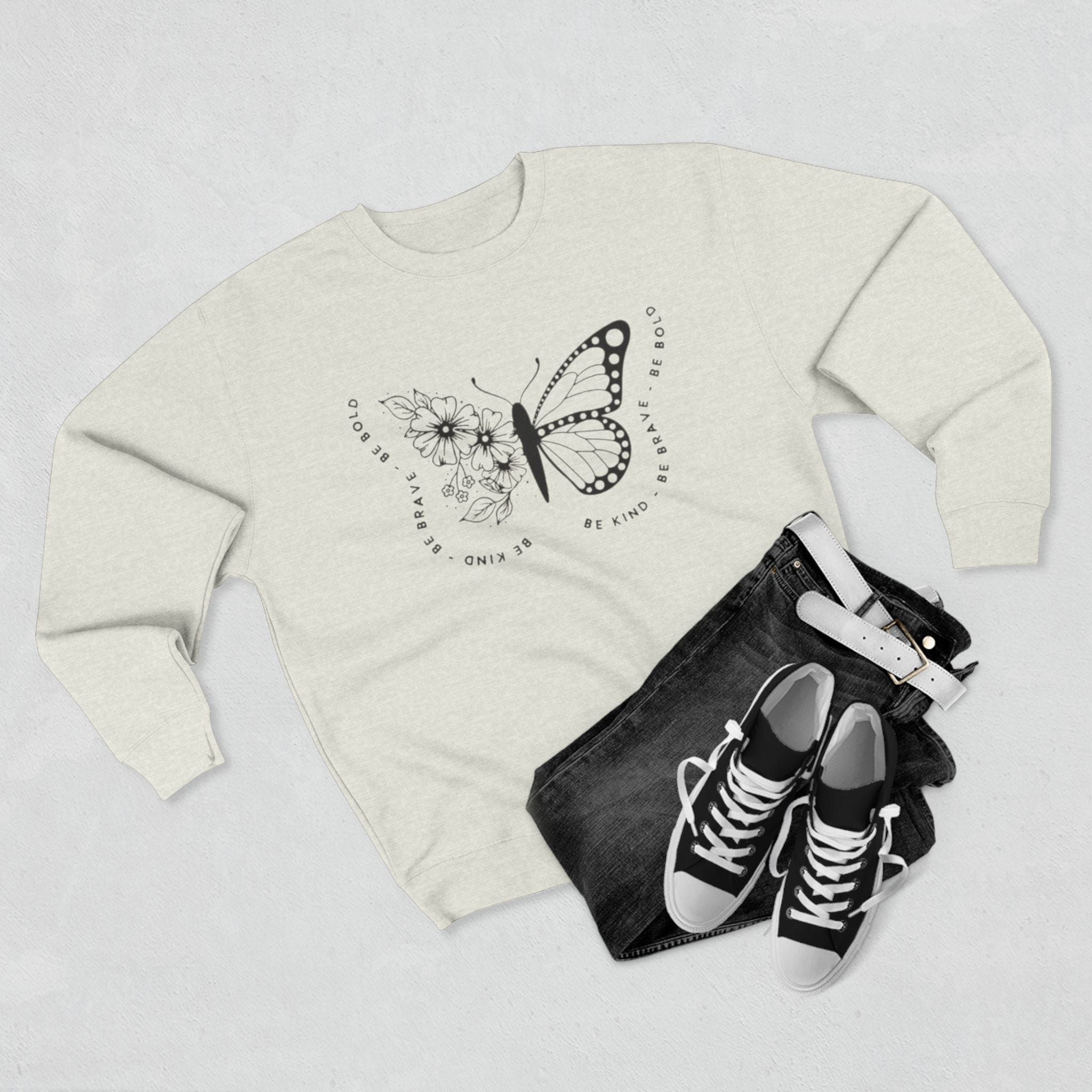 Butterfly Floral Crewneck Sweatshirt  "Broken Is Beautiful" Inspirational Sweatshirt