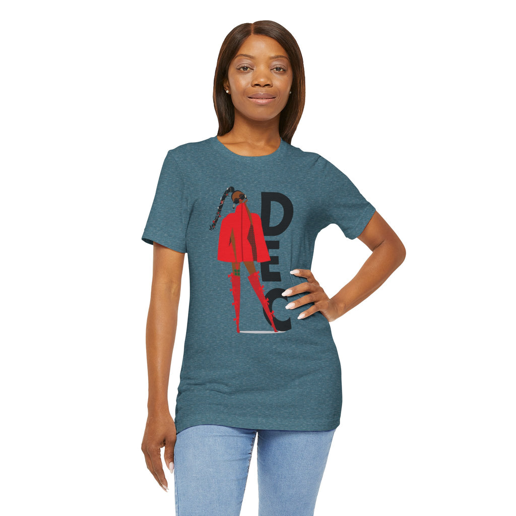December Fashion Tee  Red Coat Model Graphic Shirt