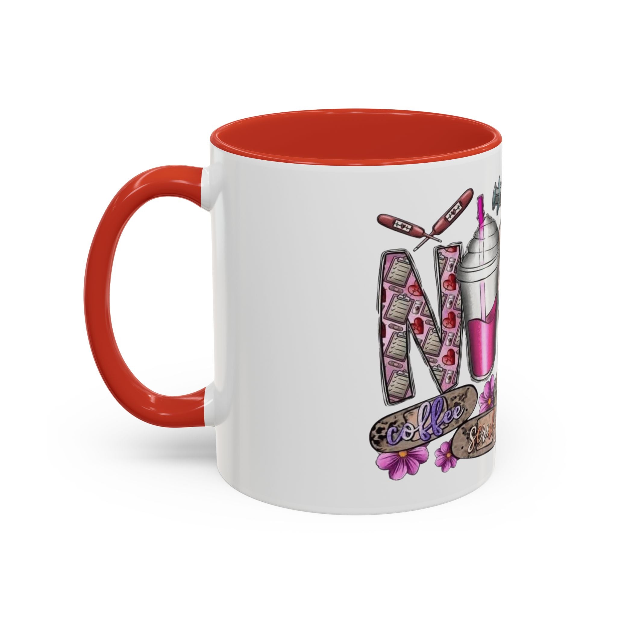 Nurse Love Coffee Mug  Cute Floral Medical Stethoscope & Syringe Design (11/15oz) Medical Christmas Mug