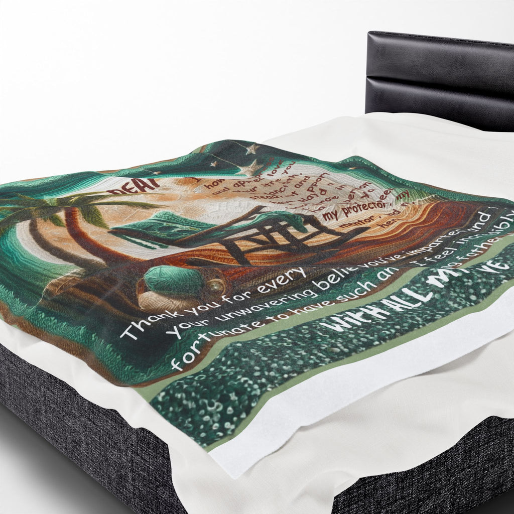 Dear Dad Velveteen Plush Blanket  Sentimental Father’s Day Gift with Rocking Chair Poem