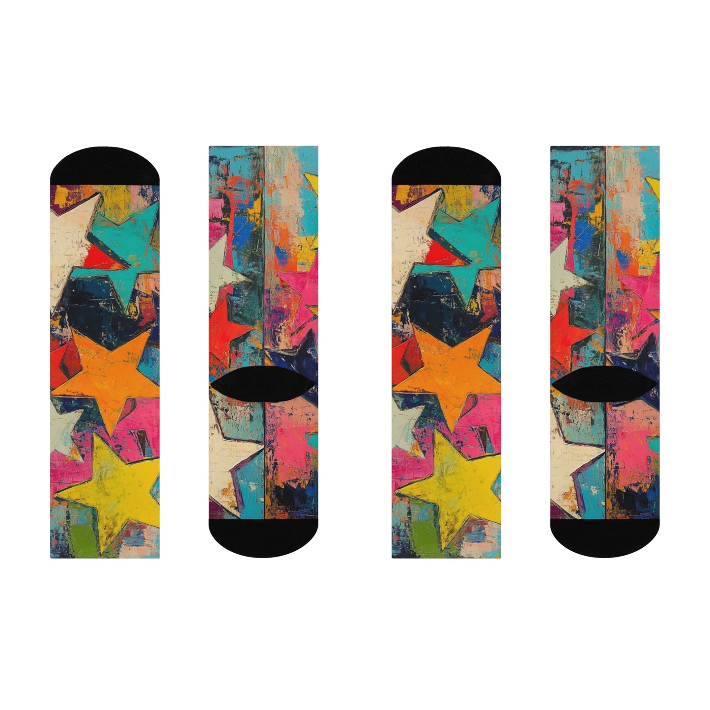 Colorful Star Crew Socks — Vibrant Abstract Stars Cushioned Crew Socks
