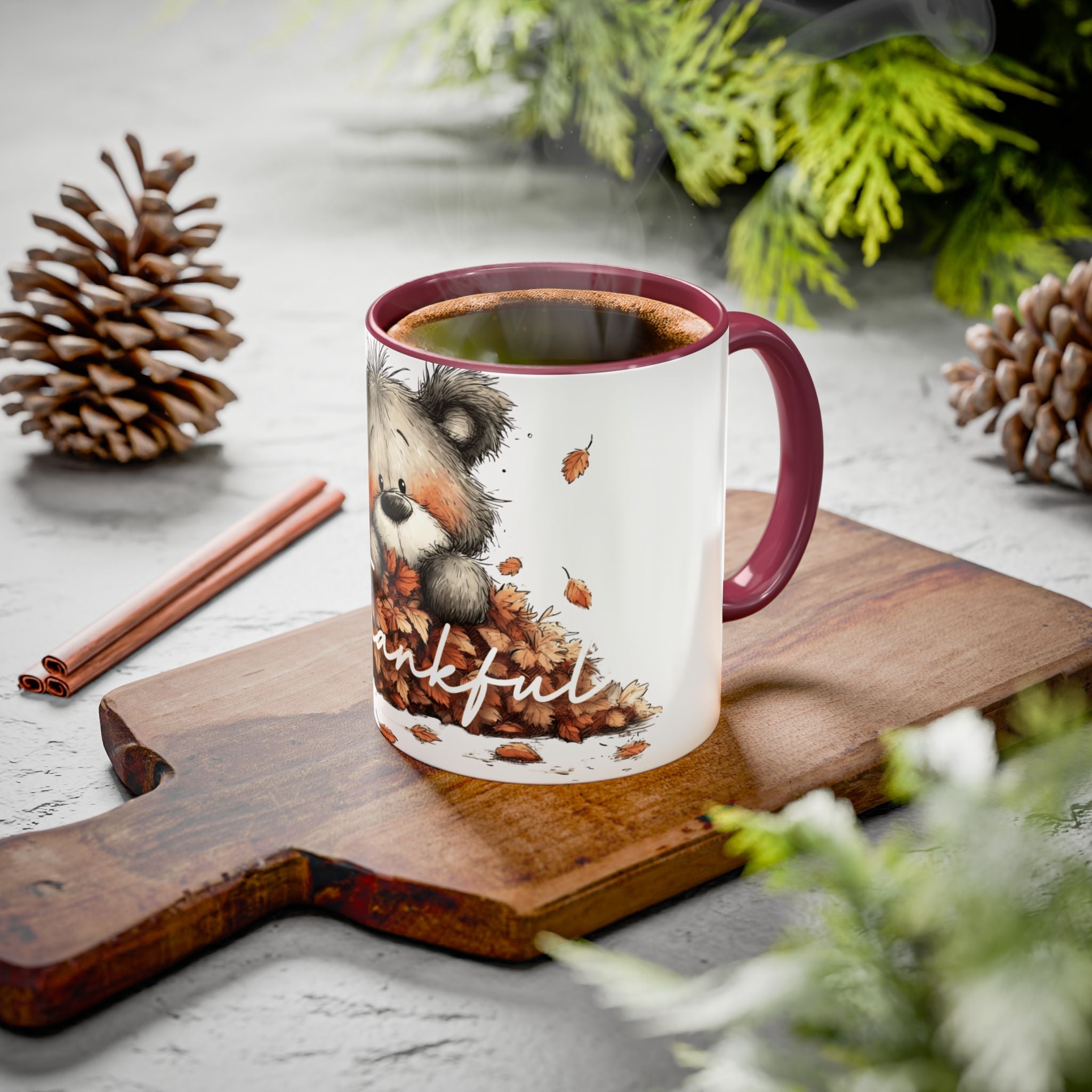 Thankful Bear Autumn Mug — Cute Fall Coffee Cup (11oz, 15oz)