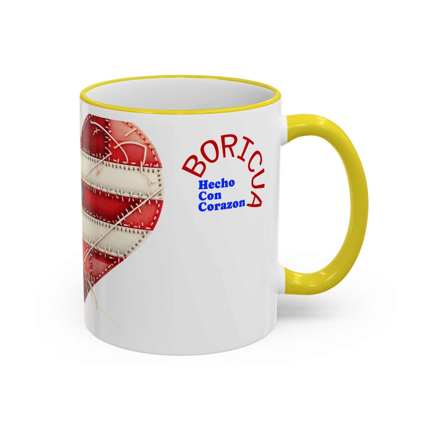 Puerto Rico Flag Heart Accent Rim Mug — Patriotic Coffee Cup (11oz/15oz)