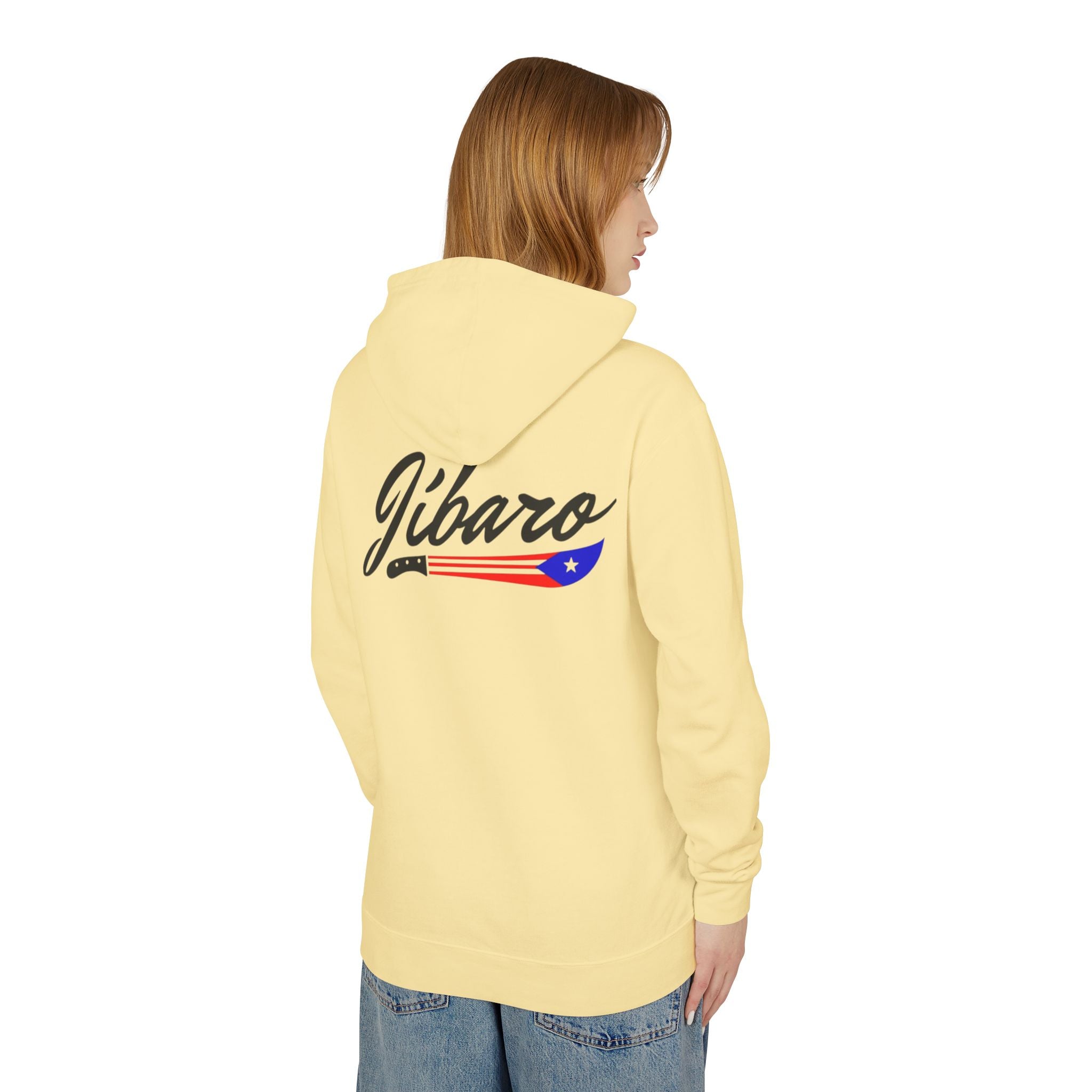Puerto Rico Heart Flag Hoodie  "Jíbaro" Back Graphic