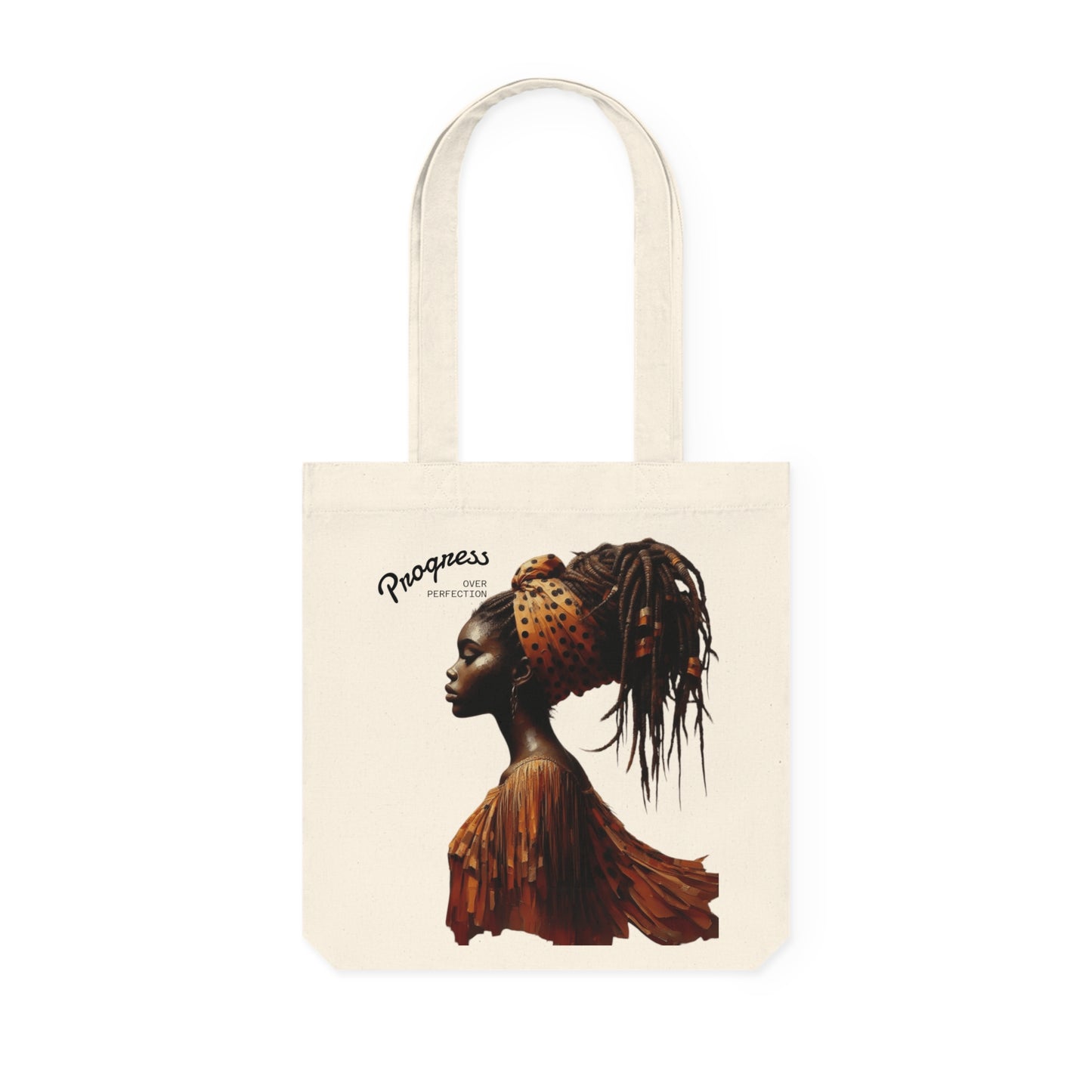 Empowerment & Progress Over Perfection, Eco-Friendly, Gift for Her, Fashionable Shopping Bag, Casual Tote