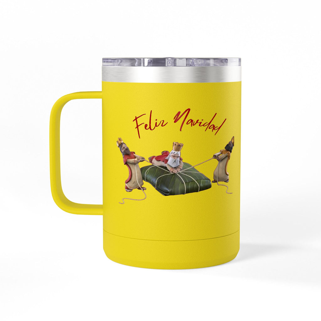 3 KINGS Holiday Travel Tumbler — 'Feliz Navidad' Dachshund Santa Design Coffee Cup for Fun Celebrations