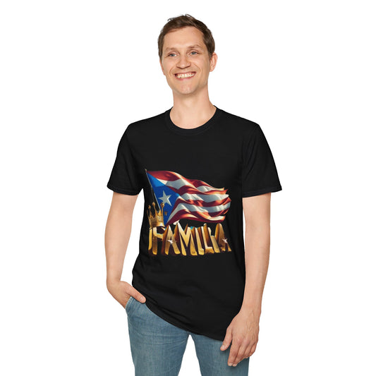 Puerto Rican Familia T-Shirt, Unisex Softstyle Tee, Patriotic Shirt, Family Unity Gift, Summer Celebration Apparel