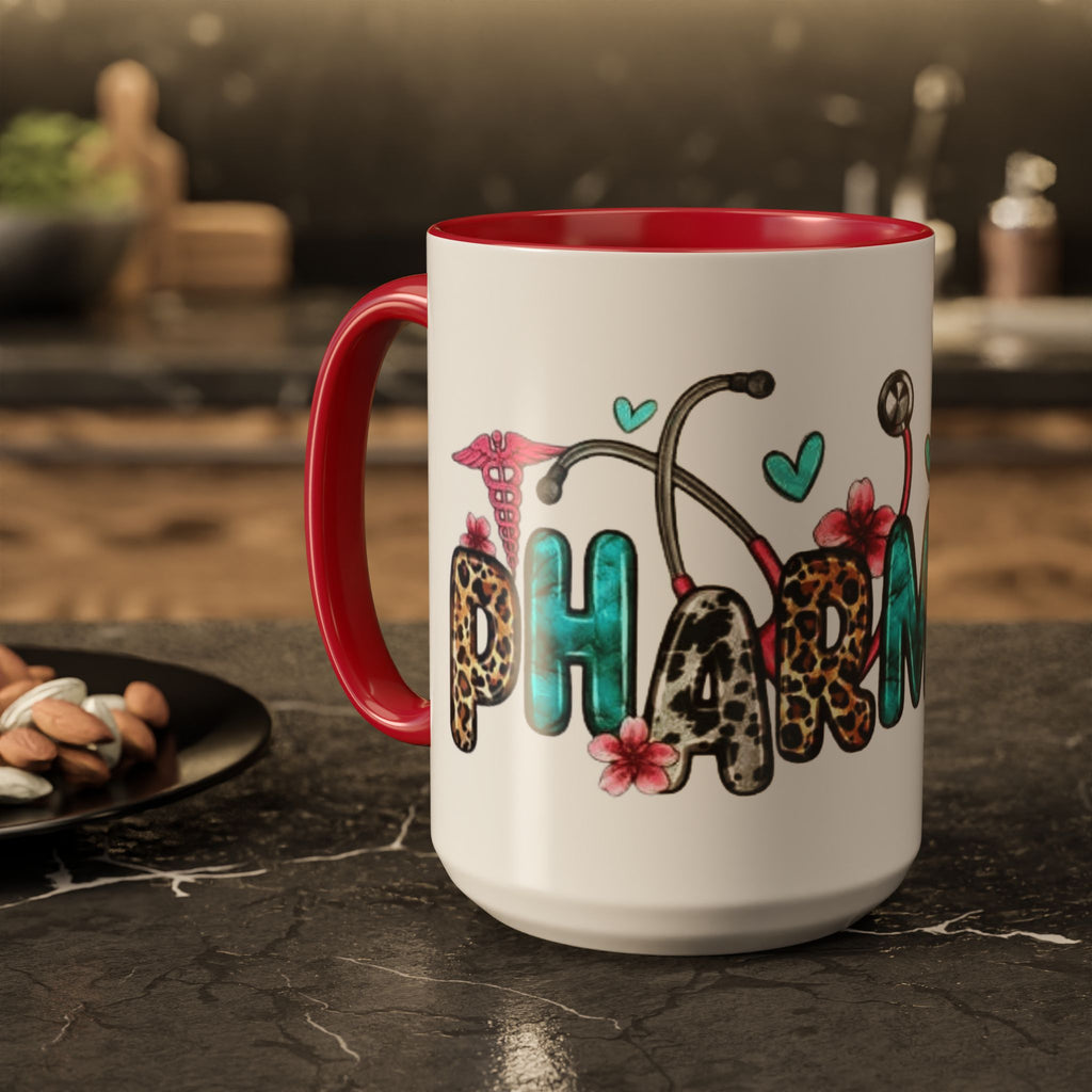 Pharmacy Nurse Coffee Mug — Cute Leopard & Teal Medical Design (11oz/15oz)Christmas mug for all healthcare heroes