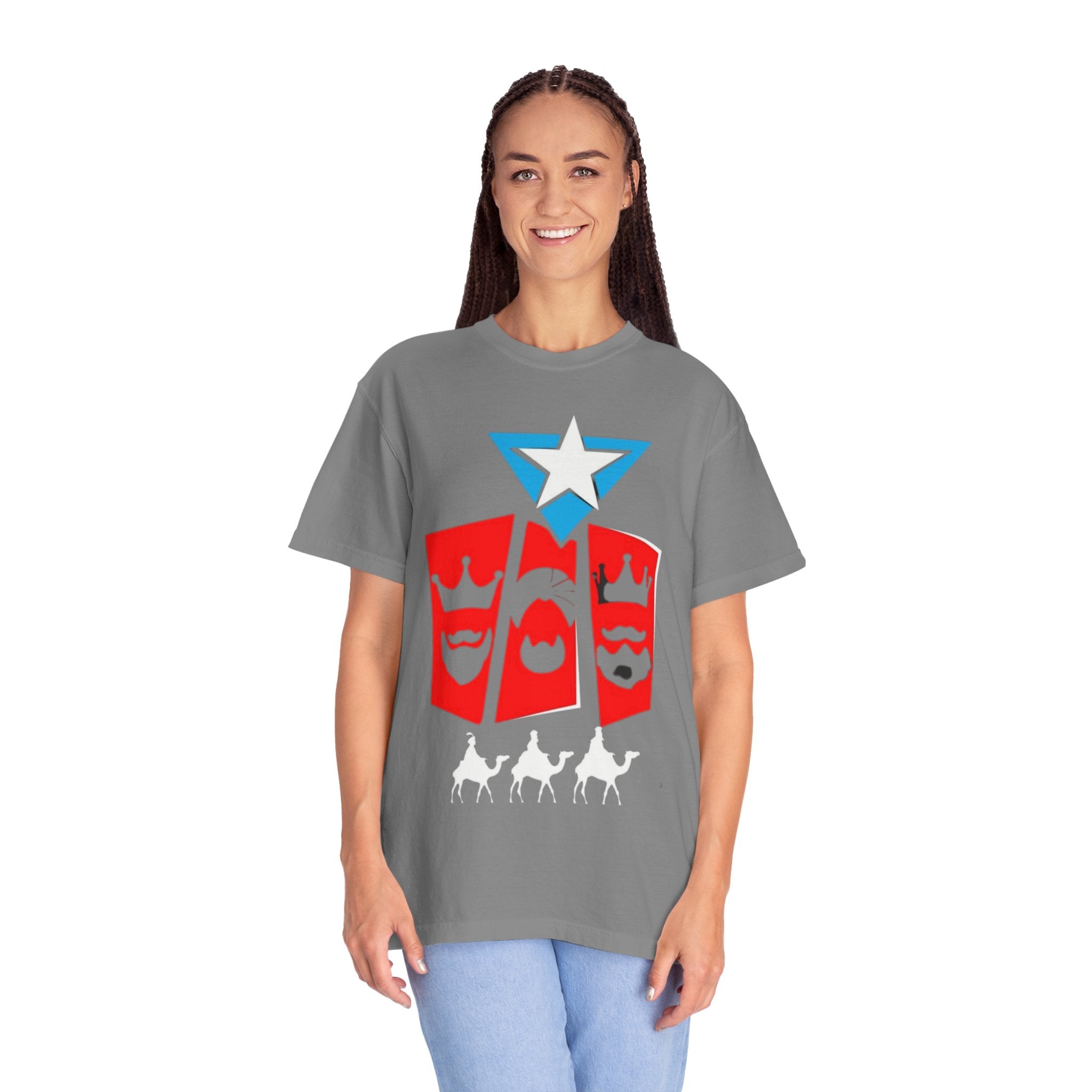 The Three Kings T-Shirt — Puerto Rican Three Kings Graphic Tee (Star & Crown Silhouettes)