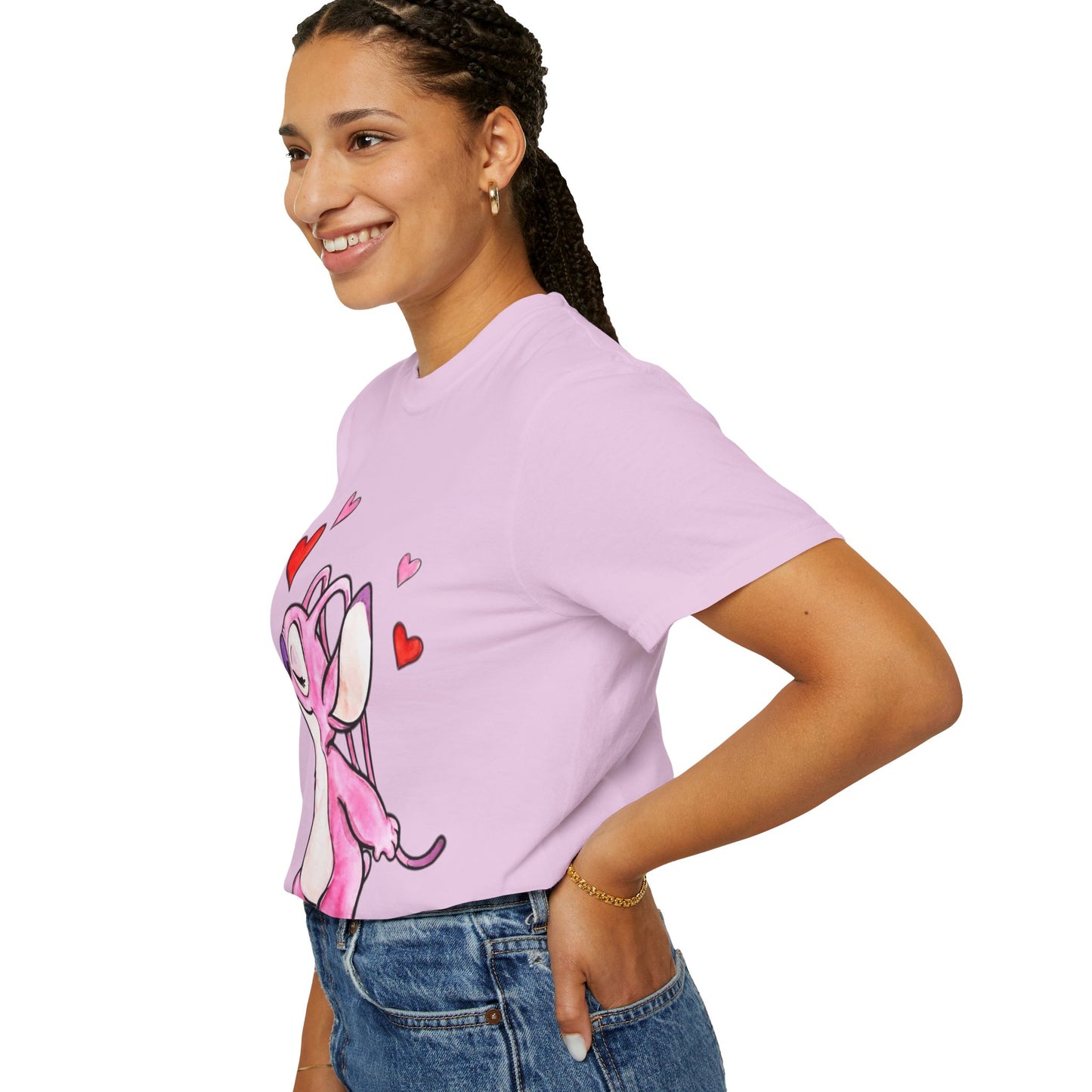 T-Shirt — Cute Pink Cartoon Creature with Hearts | Valentine’s Gift Tee