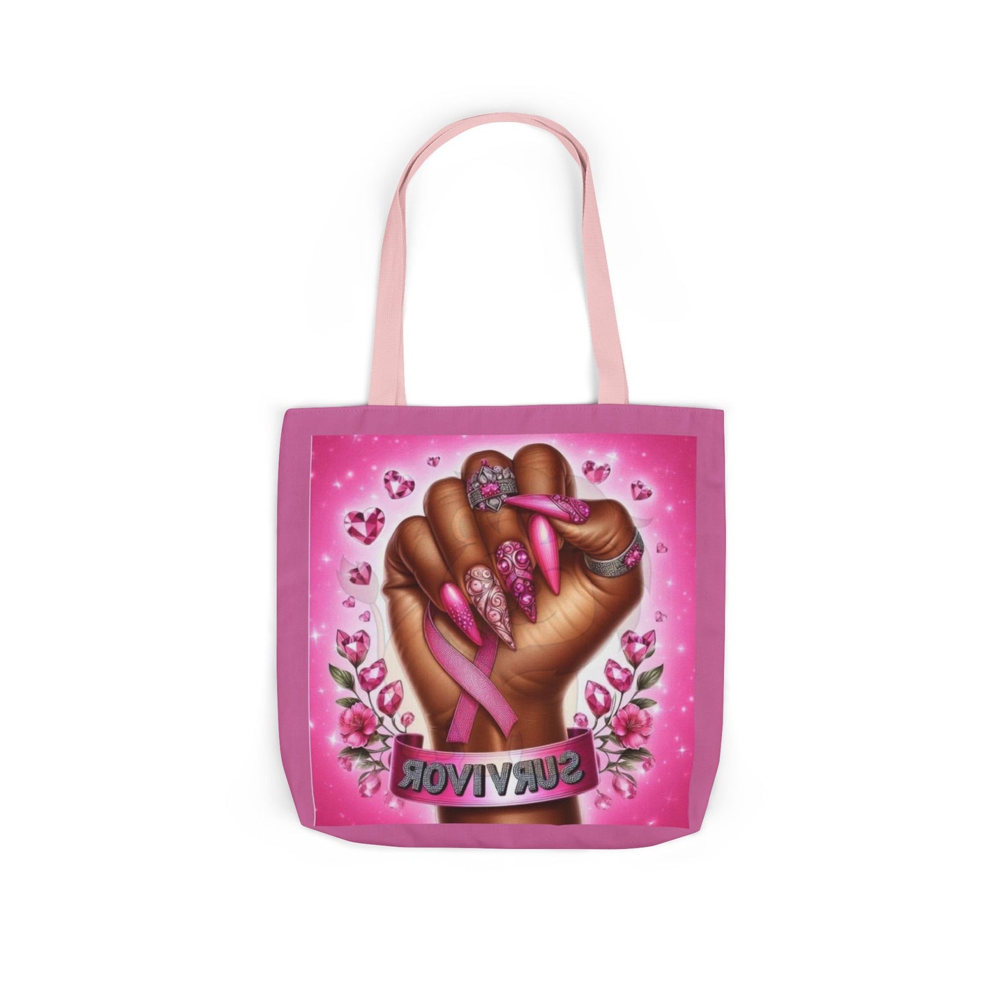 Breast Cancer Survivor Tote Bag  Pink Ribbon Empowerment Canvas Tote