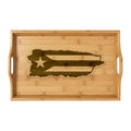 Puerto Rico Map Bamboo Serving Tray  Engraved Puerto Rican Flag Design