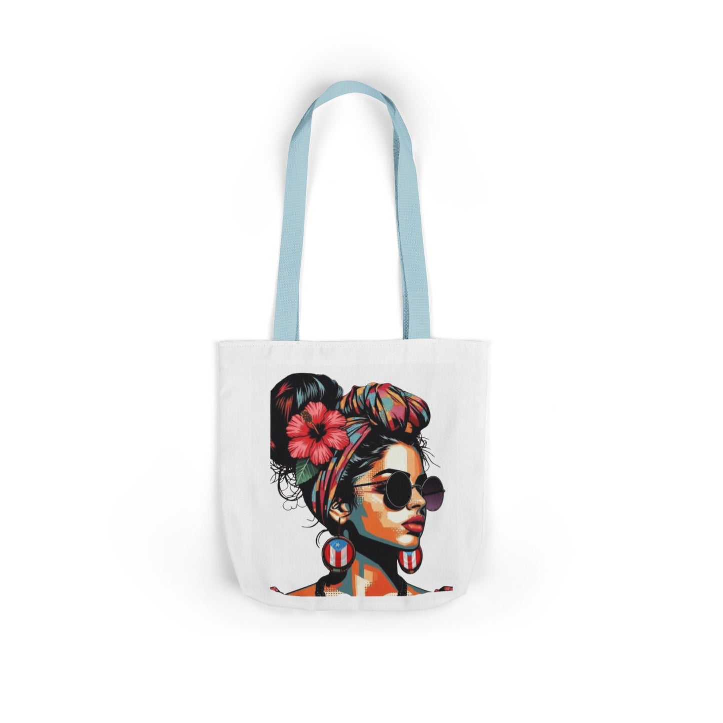 Carry Your Culture – Puerto Rican Pride in Every Step Chic Canvas Tote Bag - Stylish Floral Portrait, Trendy Beach Carryall, Mother's Day Gift, Everyday Shopper, Art Lovers Essential
