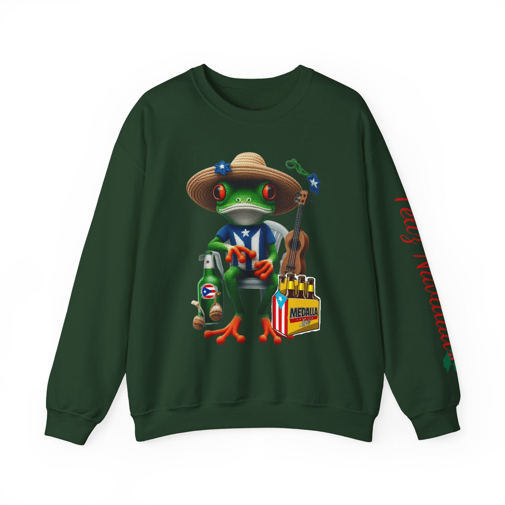 Frog Coqui Crewneck Sweatshirt – Coquito y Medalla Puerto Rican Vibes