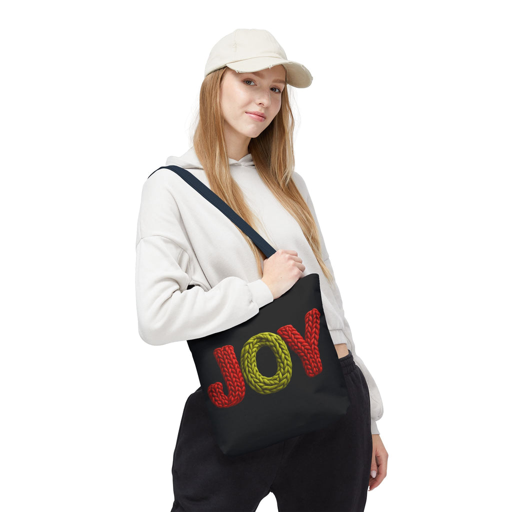 Christmas Tote Bag  Festive Holiday DesigJoy Knit Tote Bag  Colorful 'JOY' Yarn Design, Cozy Holiday Gift Tote