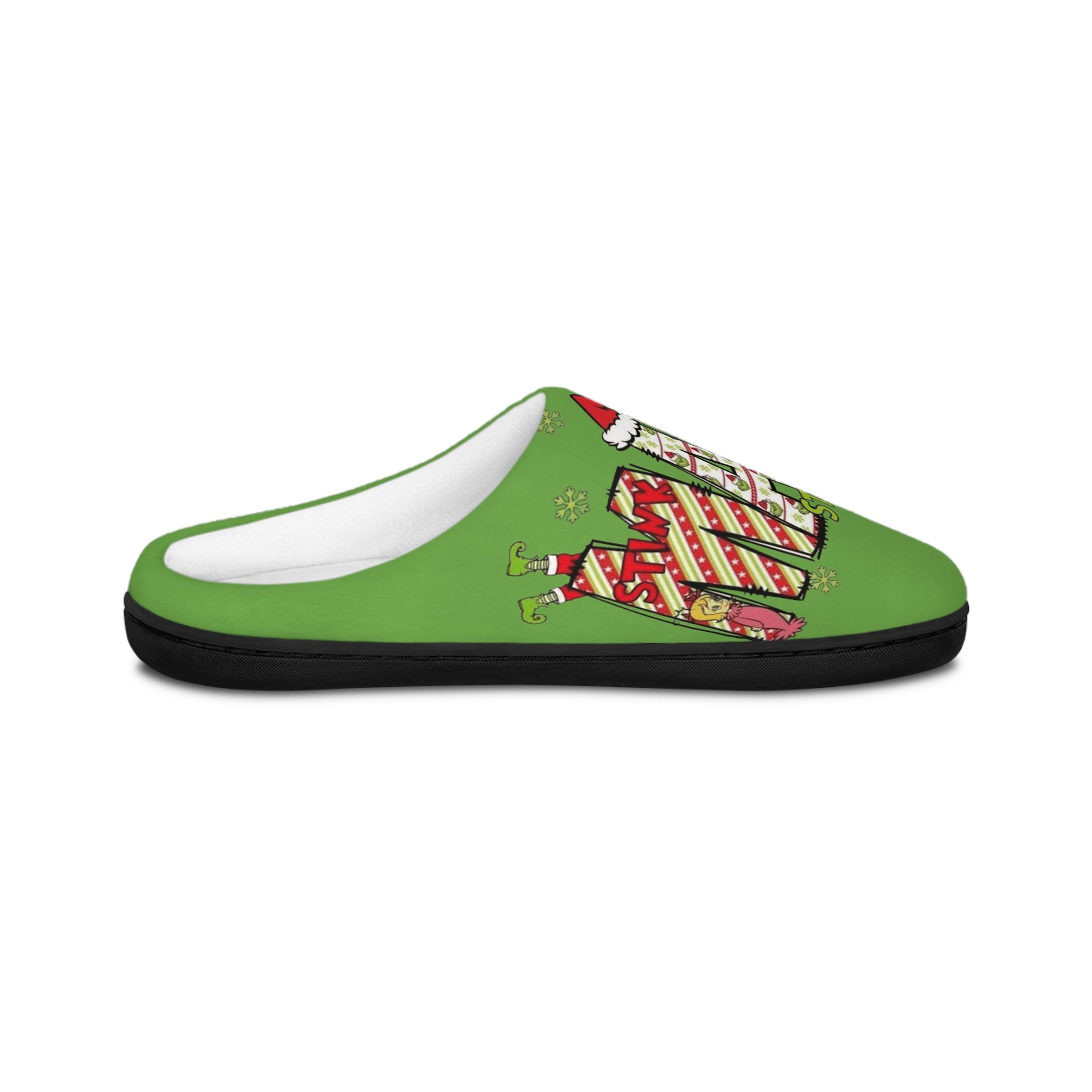 WOMAN Holiday Slippers — Green 'Team Mom Santa' Cozy Indoor House Shoes