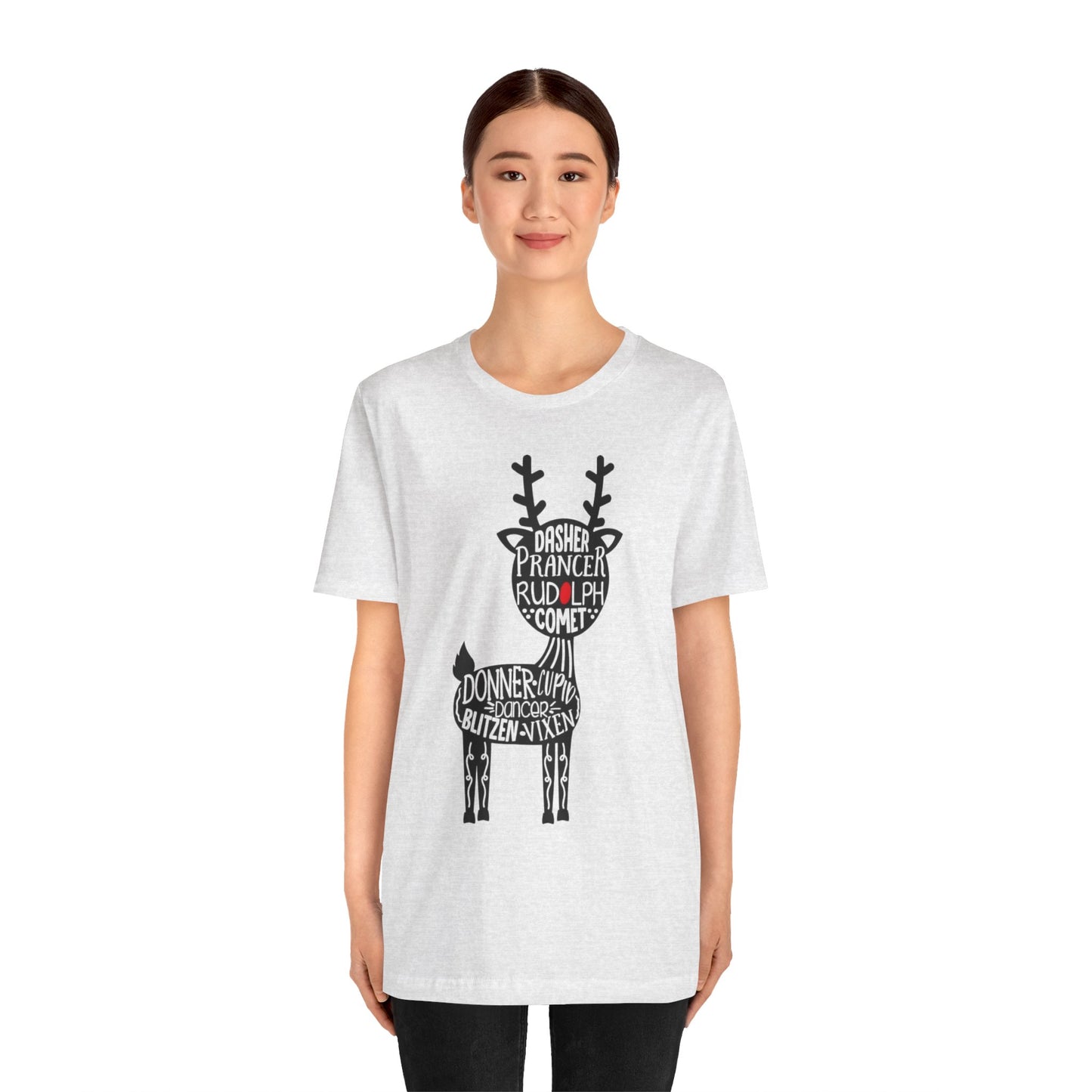 Christmas Reindeer Graphic Tee - Unisex Jersey Short Sleeve Shirt