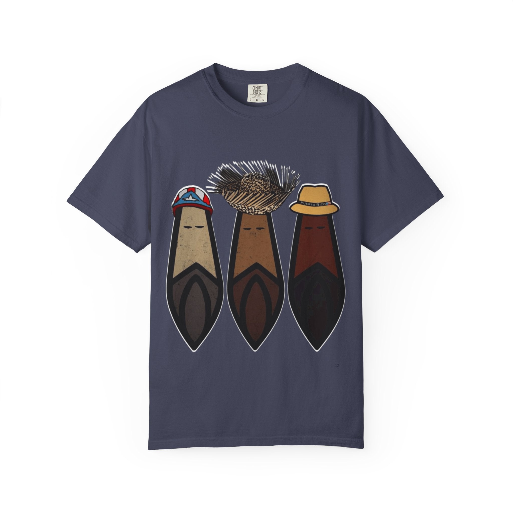 Puerto Rican Batey Cabin T-Shirt  Three Masks & Rustic House Graphic Tee Puerto Rico Navidades