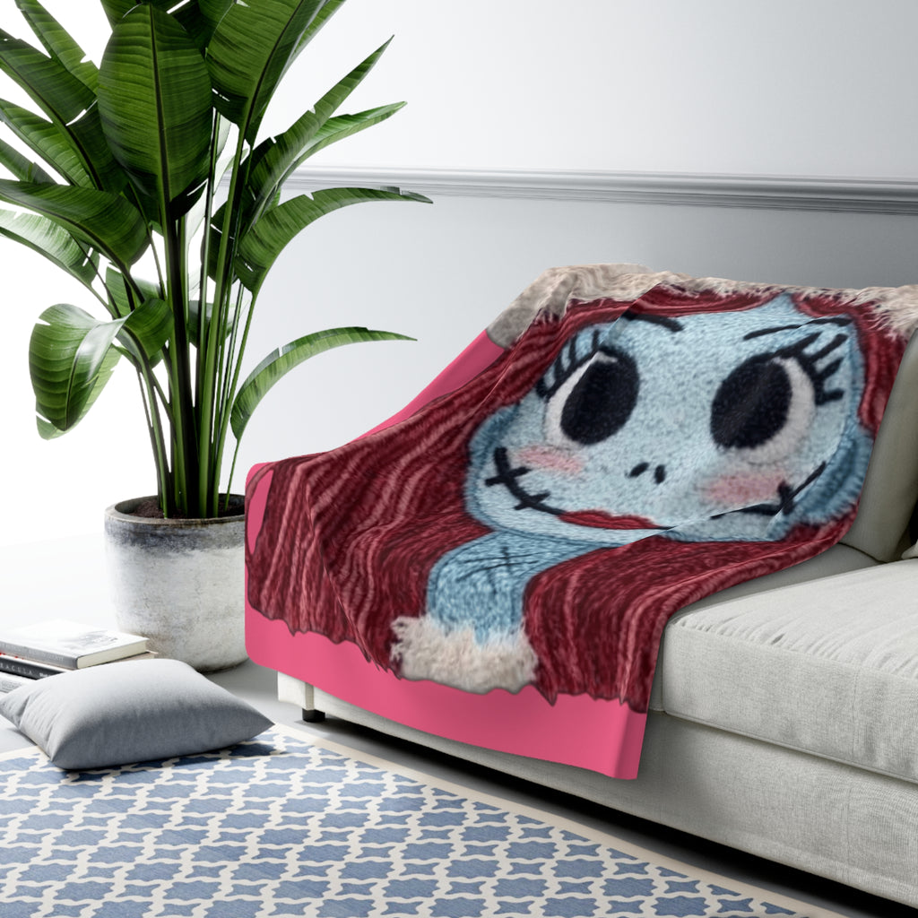 Magical Christmas Cartoon Blanket Christmas Sally Sherpa Fleece Blanket  Festive Tim Burton-Inspired Holiday Throw