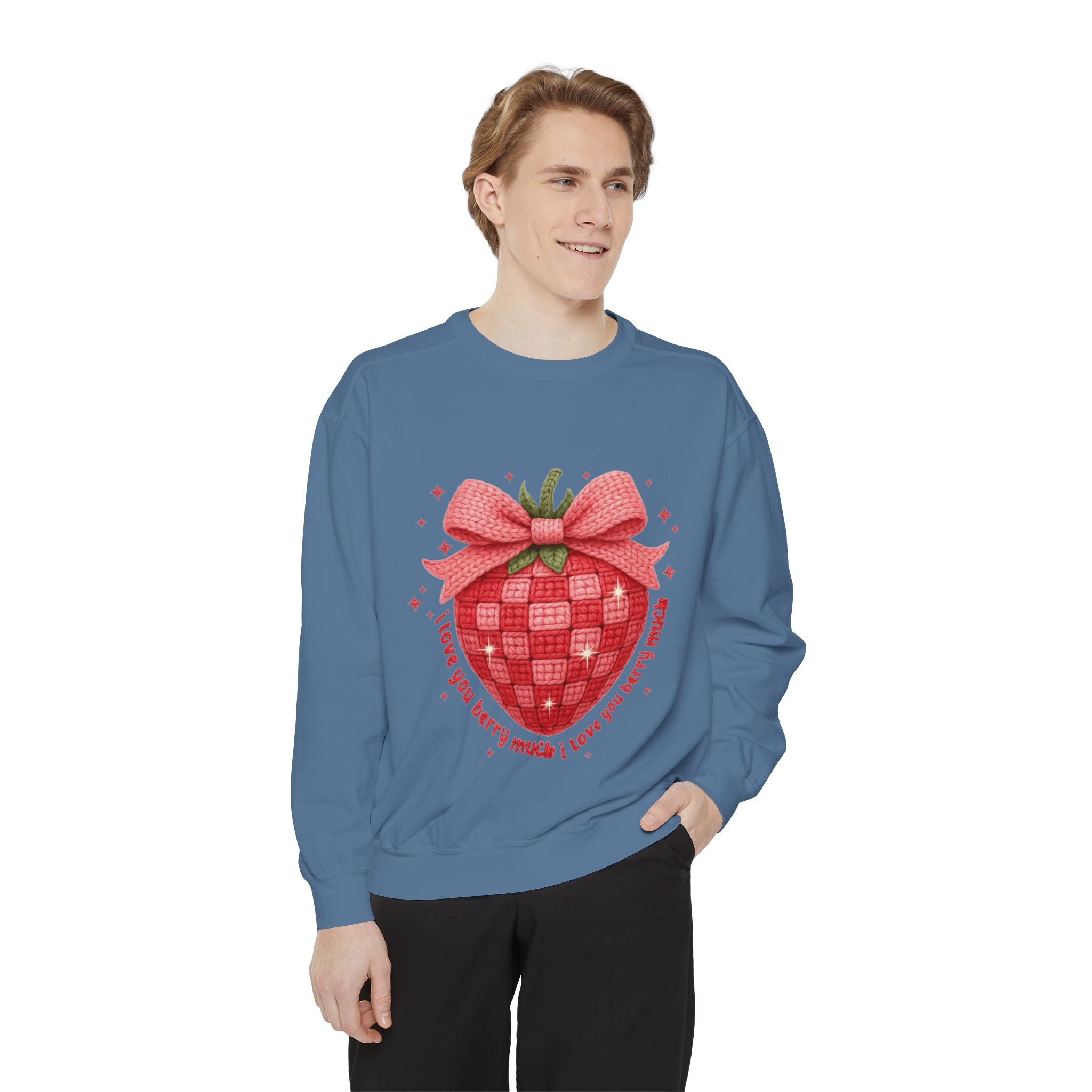 Strawberry Bow Sweatshirt  "I Love You Berry Much" Cute Valentine Pullover