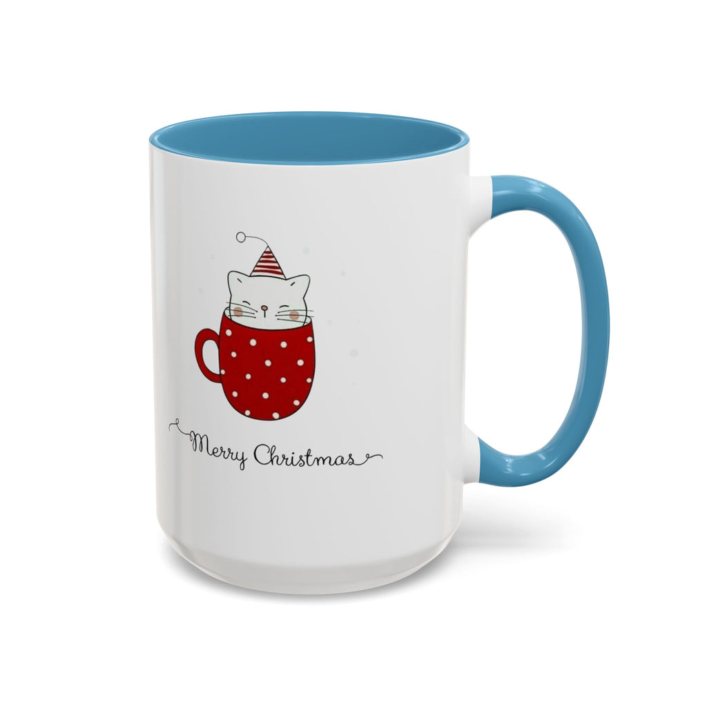 Christmas Cat Accent Mug "Merry Christmas" Polka Dot Holiday Coffee Cup Christmas Mugs Collection!