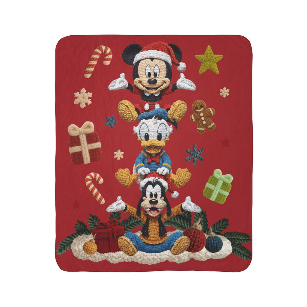 Winter Wonderland Cartoon Fleece Blanket Christmas Disney Fleece Sherpa Blanket  Mickey, Donald & Goofy Holiday Throw
