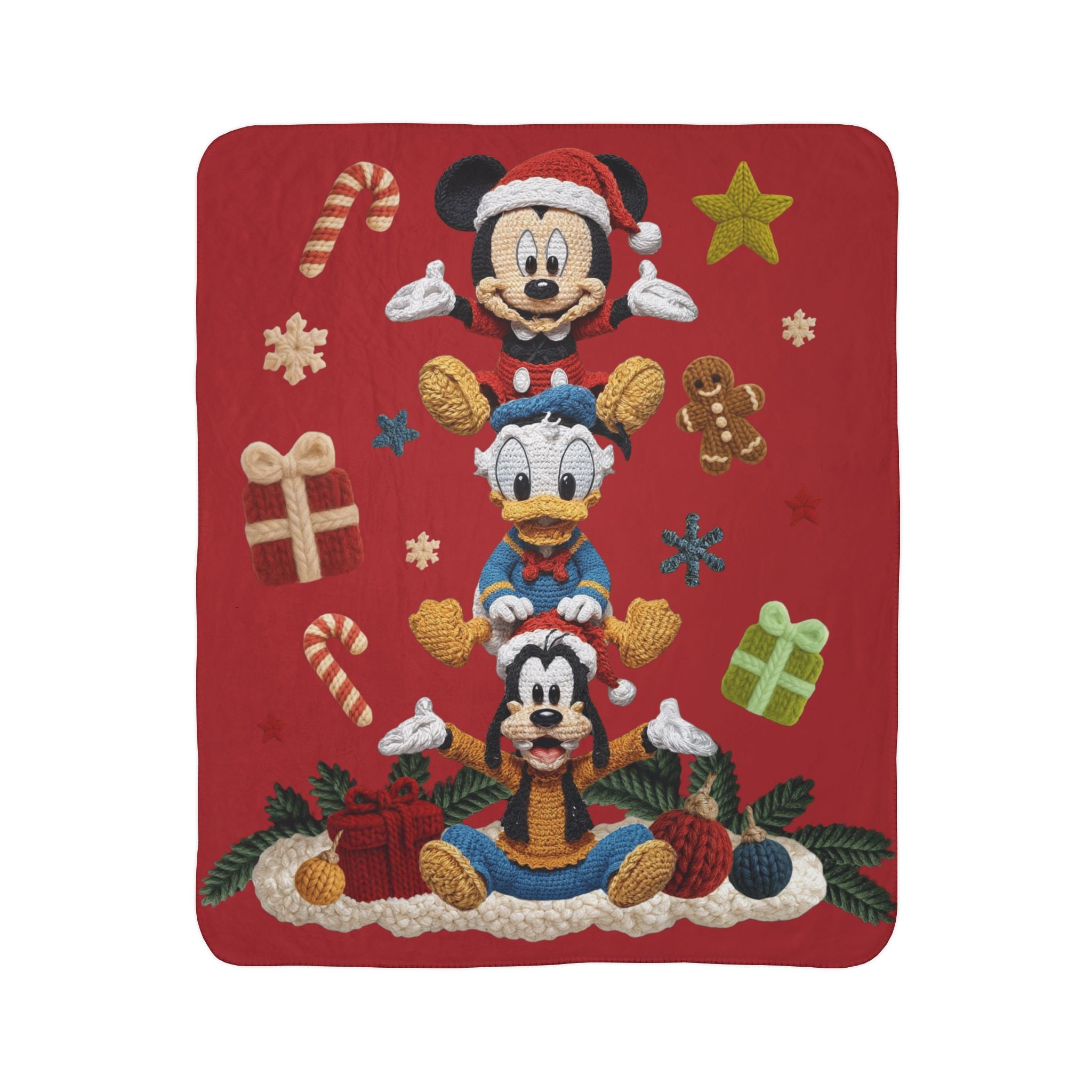 Winter Wonderland Cartoon Fleece Blanket Christmas Disney Fleece Sherpa Blanket  Mickey, Donald & Goofy Holiday Throw
