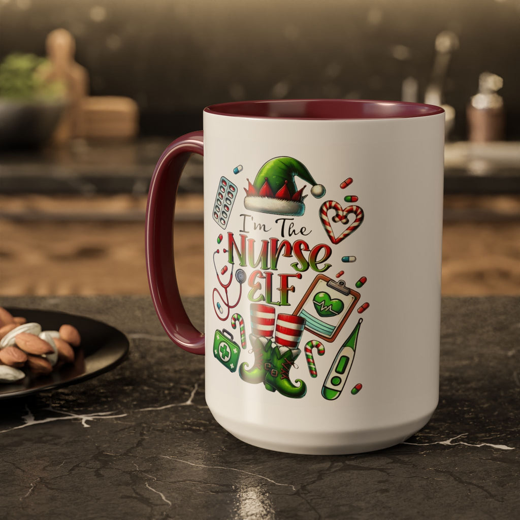 Nurse Elf Coffee Mug — Christmas Medical Holiday Gift (11oz & 15oz) Medical Christmas Mug